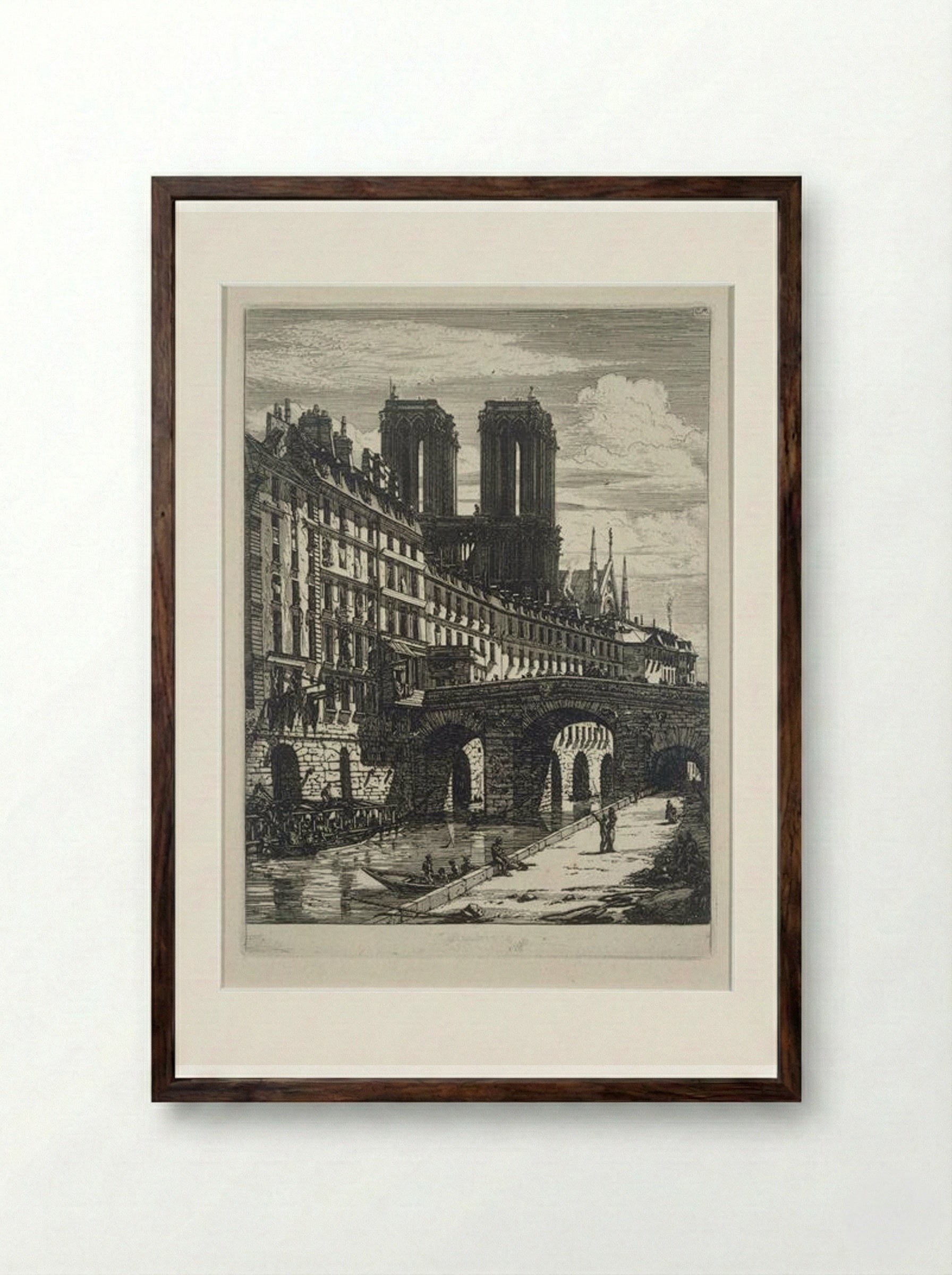 Le Petit Pont - Charles Meryon - Framed Print Dark Wood