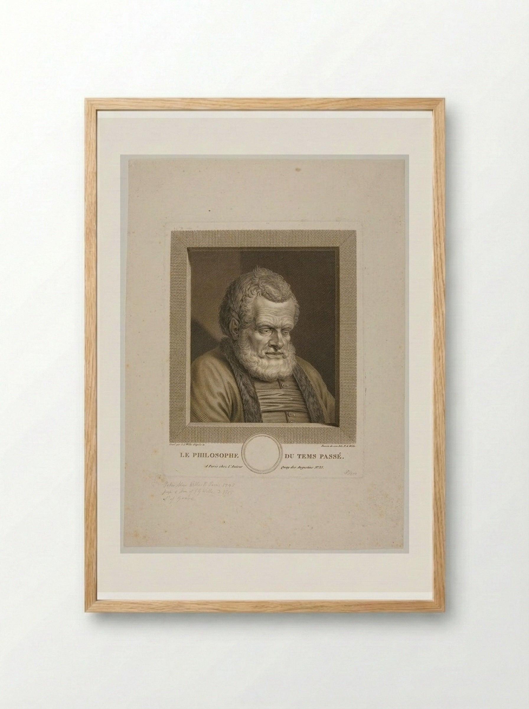 Le Philosophe du Tems Passé - Johann Georg Wille - Framed Print Wood