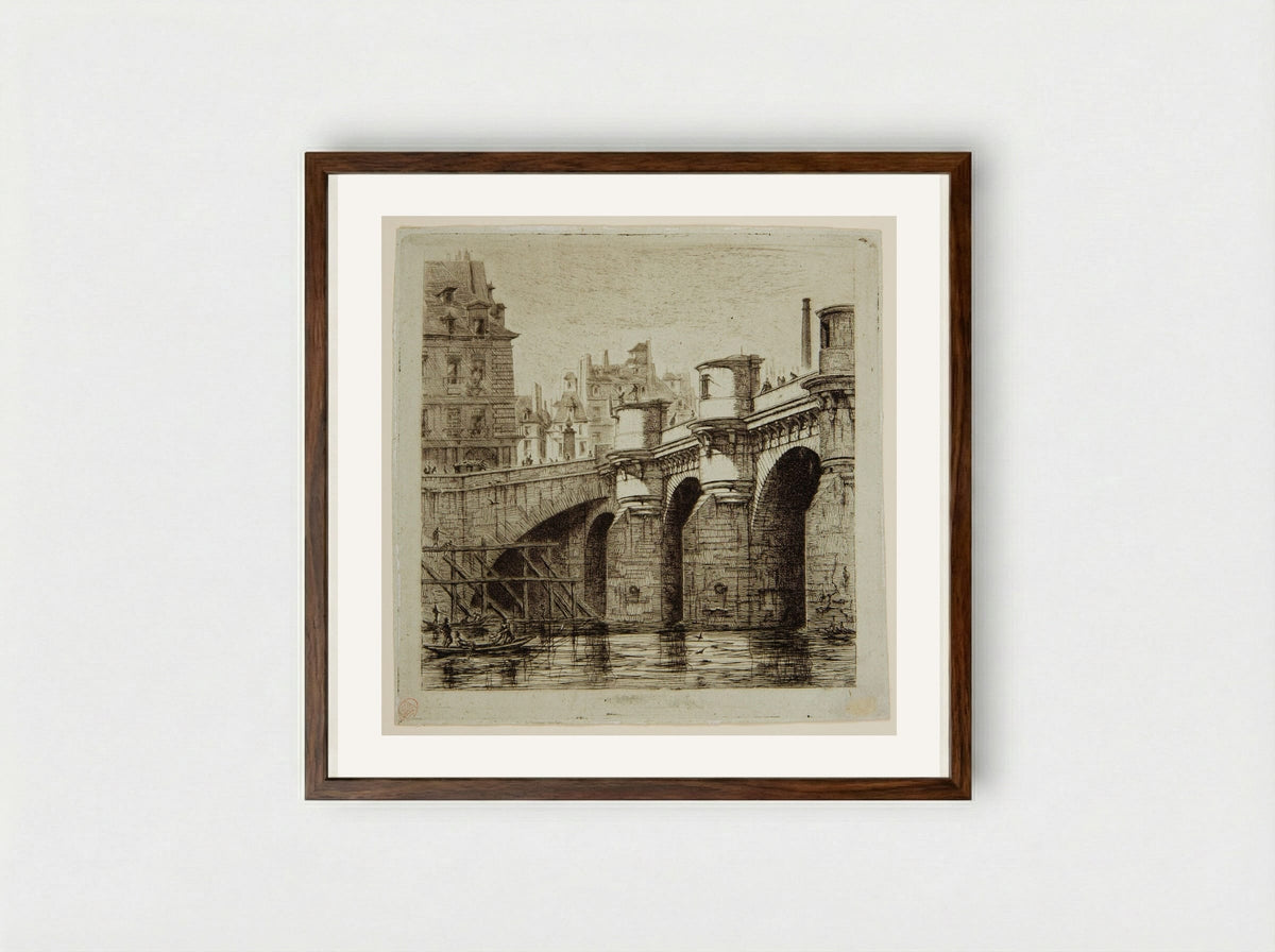 Le Pont-Neuf, Paris - Charles Meryon - Framed Print Dark Wood