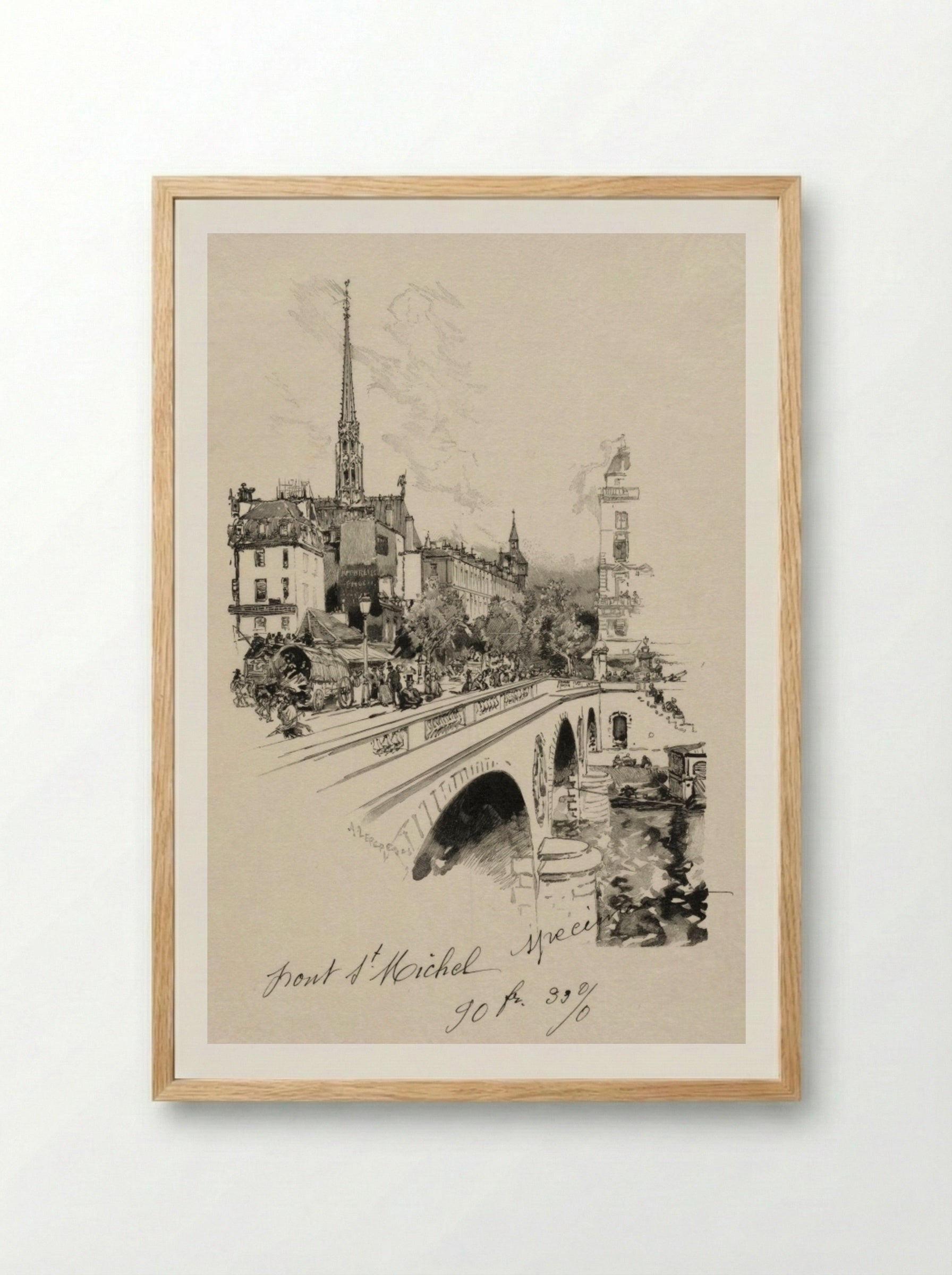 Le Pont Saint-Michel - Auguste Louis Lepère - Framed Print Wood