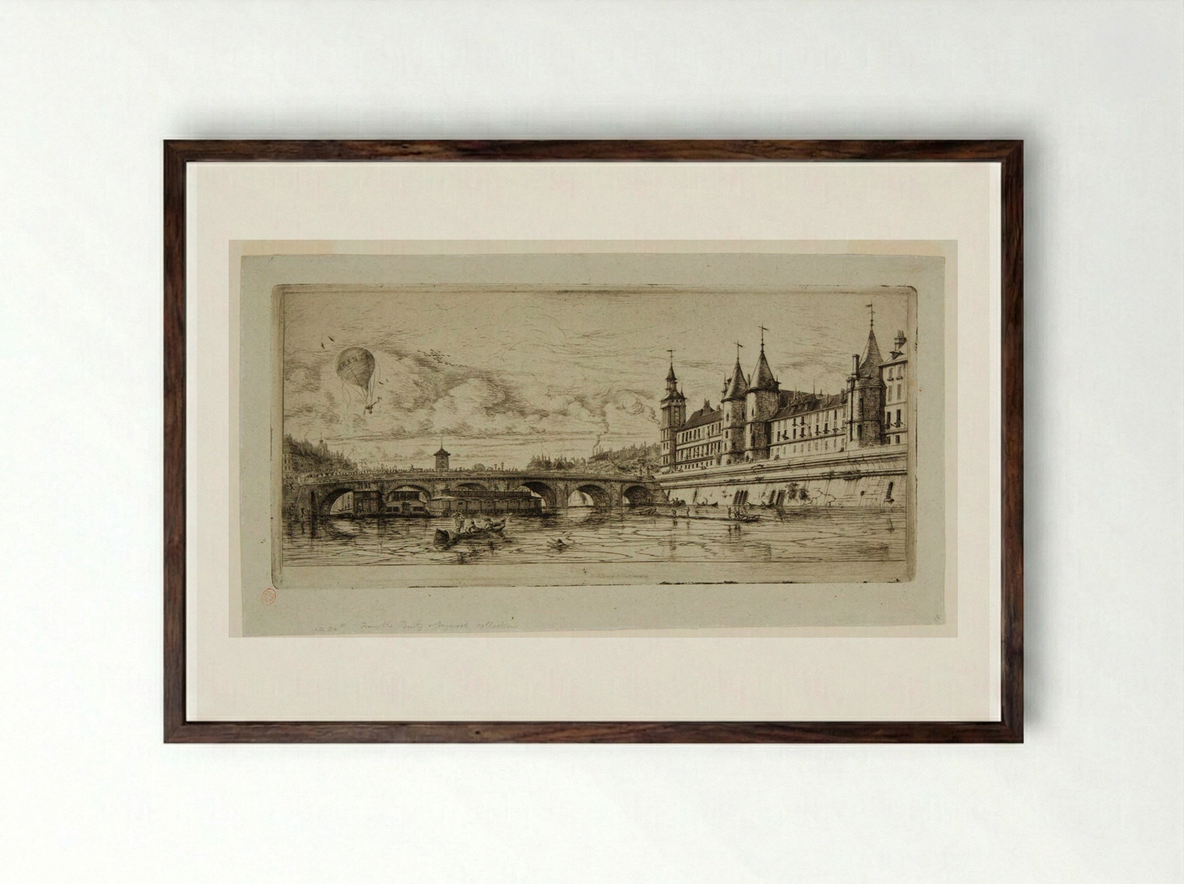 Le Pont au Change, Paris - Charles Meryon - Framed Print Dark Wood