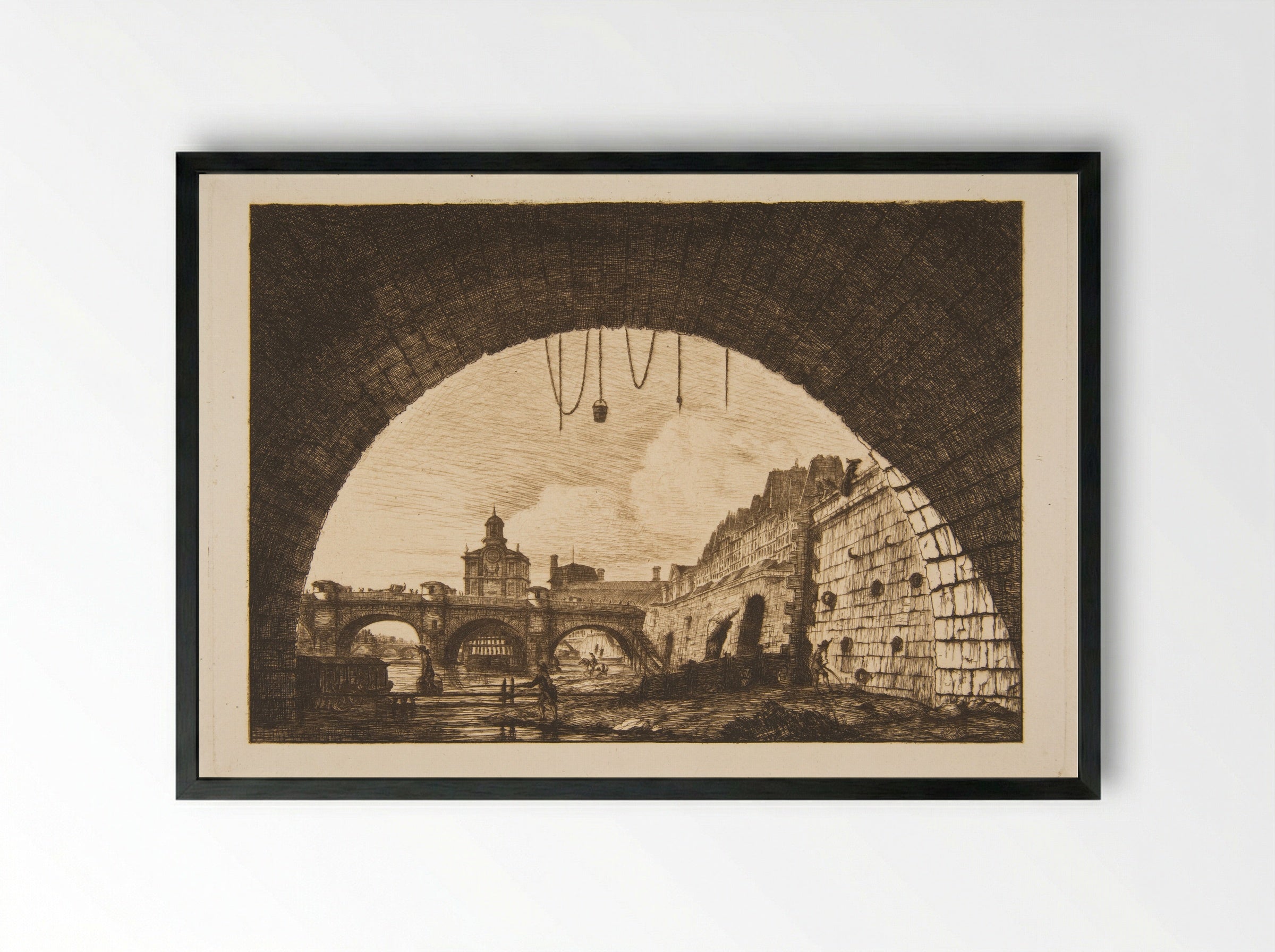 Le Pont au Change - Charles Meryon - Framed Print Black