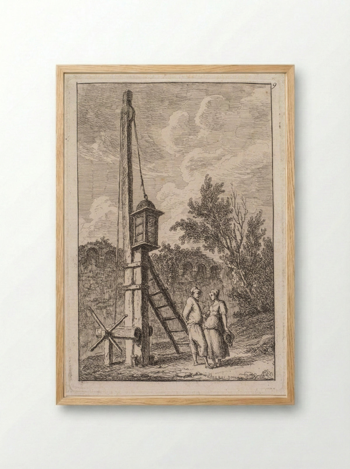 Le Poteau - Hubert Robert - Framed Print Wood