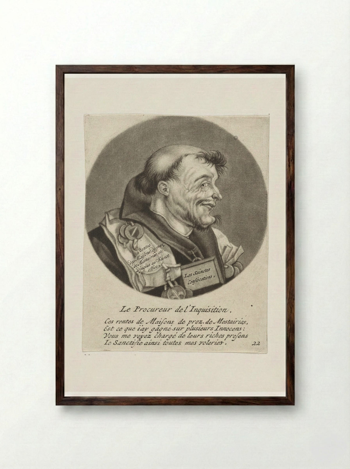 Le Procureur de l'Inquisition - Jacob Gole - Framed Print Dark Wood