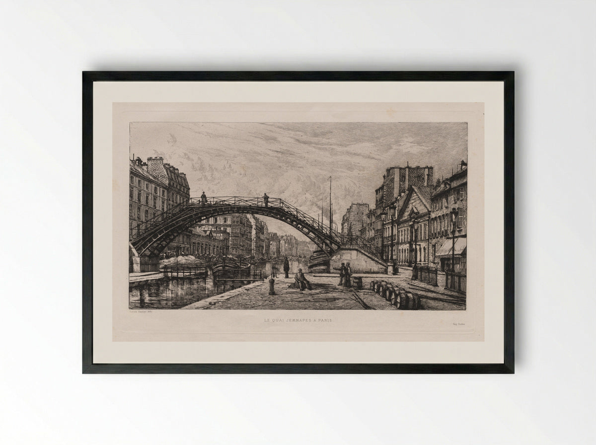 Le Quai Jemmapes à Paris - Lucien Gautier - Framed Print Black