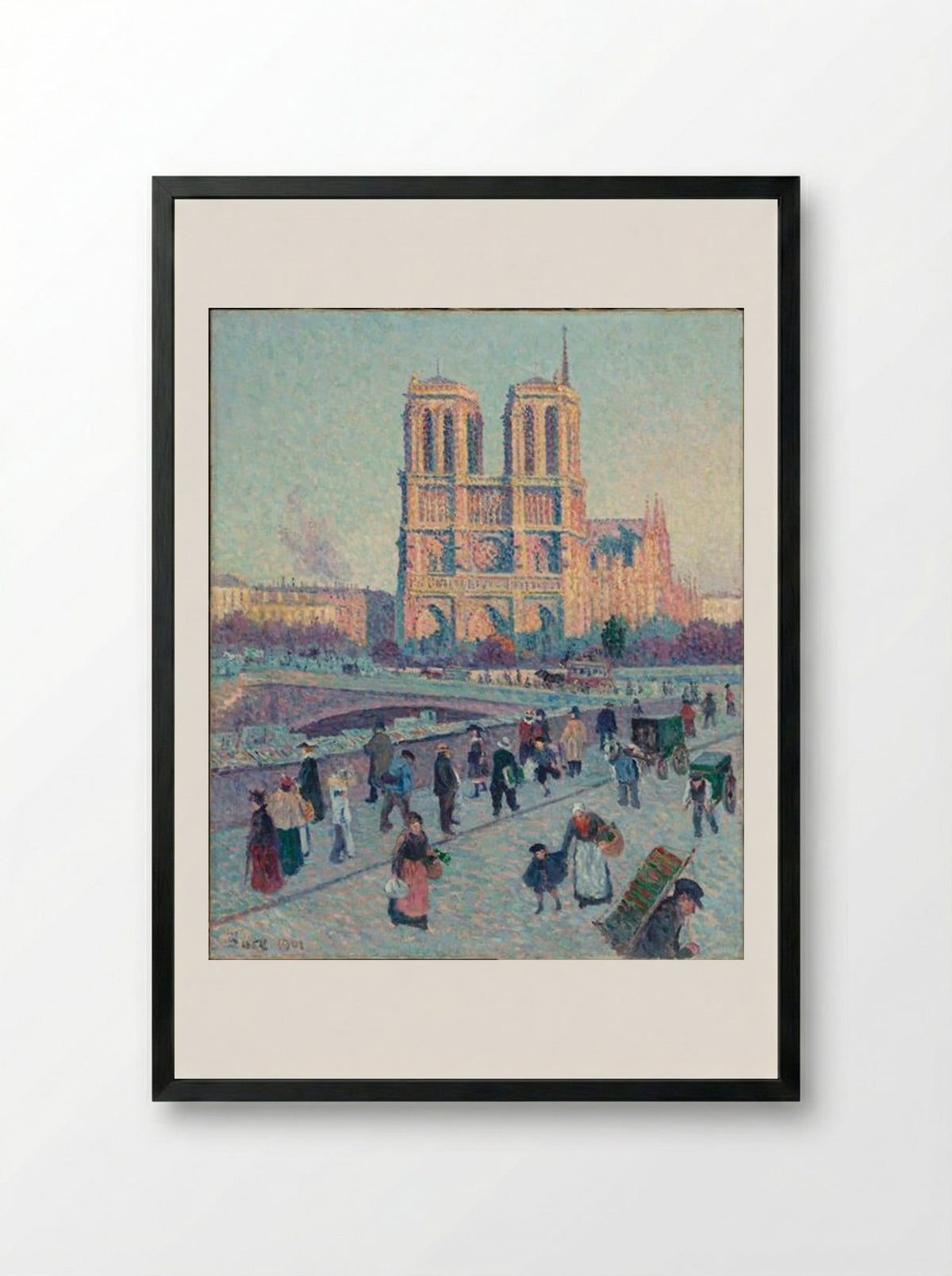 Le Quai Saint Michel Et Notre Dame - Maximilien Luce - Framed Print Black
