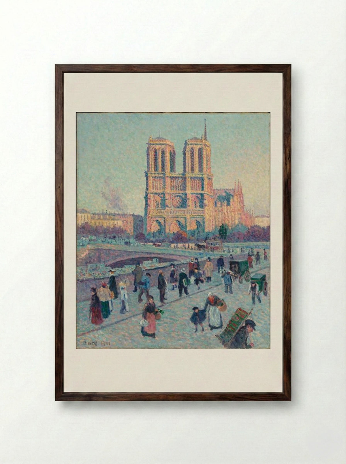 Le Quai Saint Michel Et Notre Dame - Maximilien Luce - Framed Print Dark Wood