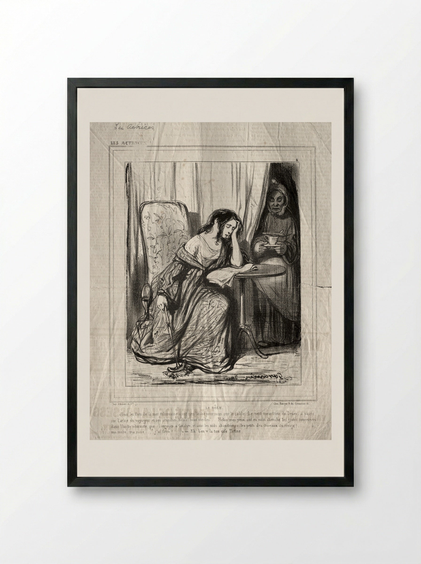 Le Rôle - Paul Gavarni - Framed Print Black