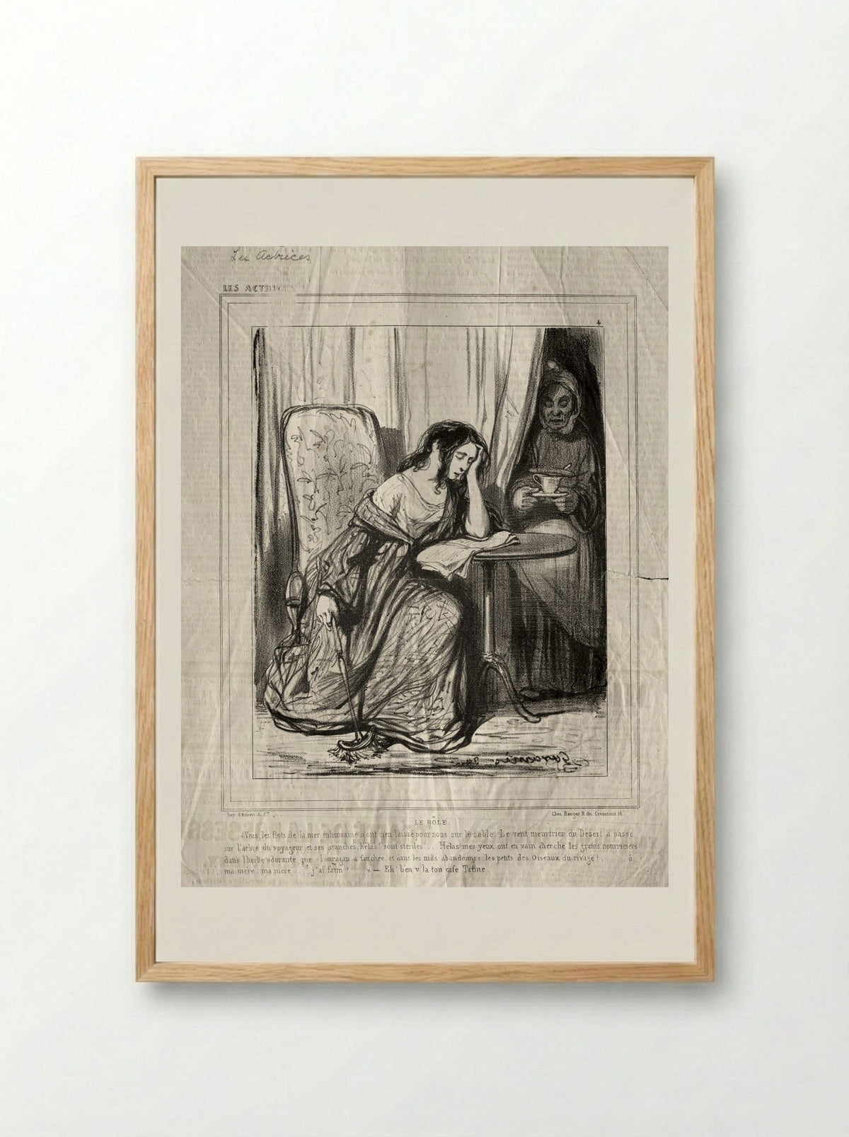 Le Rôle - Paul Gavarni - Framed Print Wood