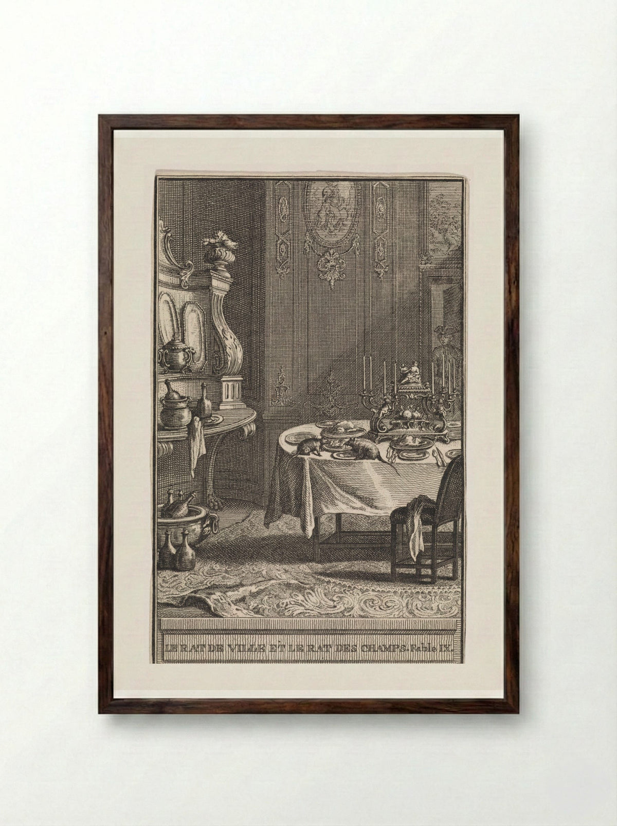 Le Rat de Ville et le Rat des Champs - Abraham Delfos - Framed Print Dark Wood