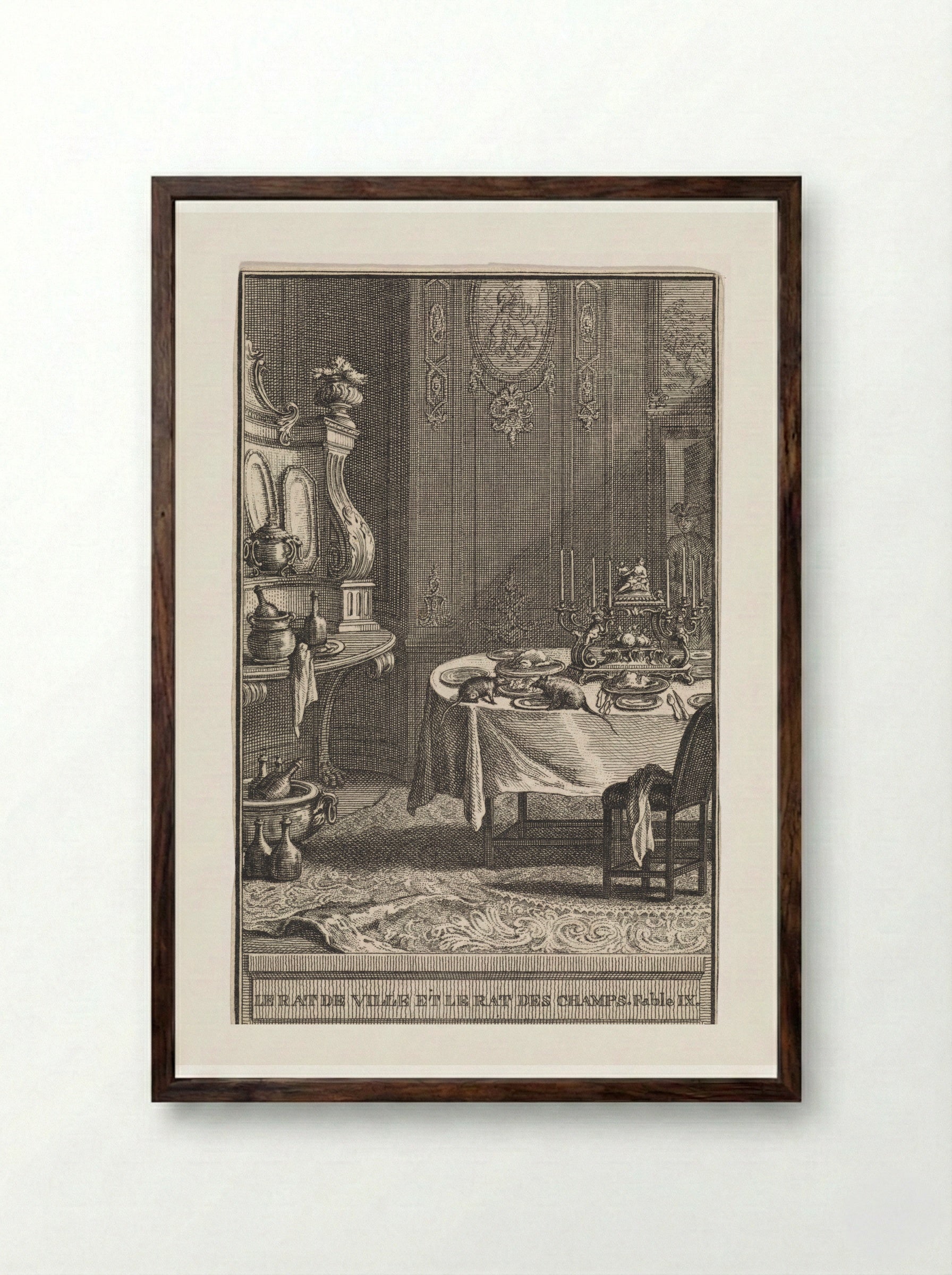 Le Rat de Ville et le Rat des Champs - Abraham Delfos - Framed Print Dark Wood