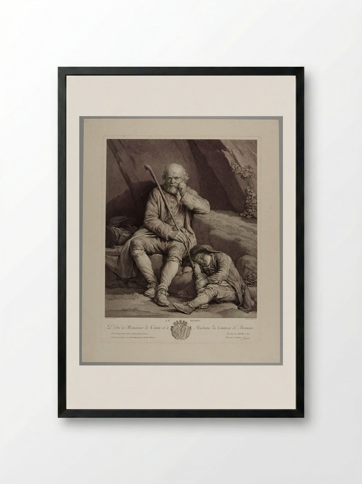Le Repos - Charles Clément Bervic - Framed Print Black