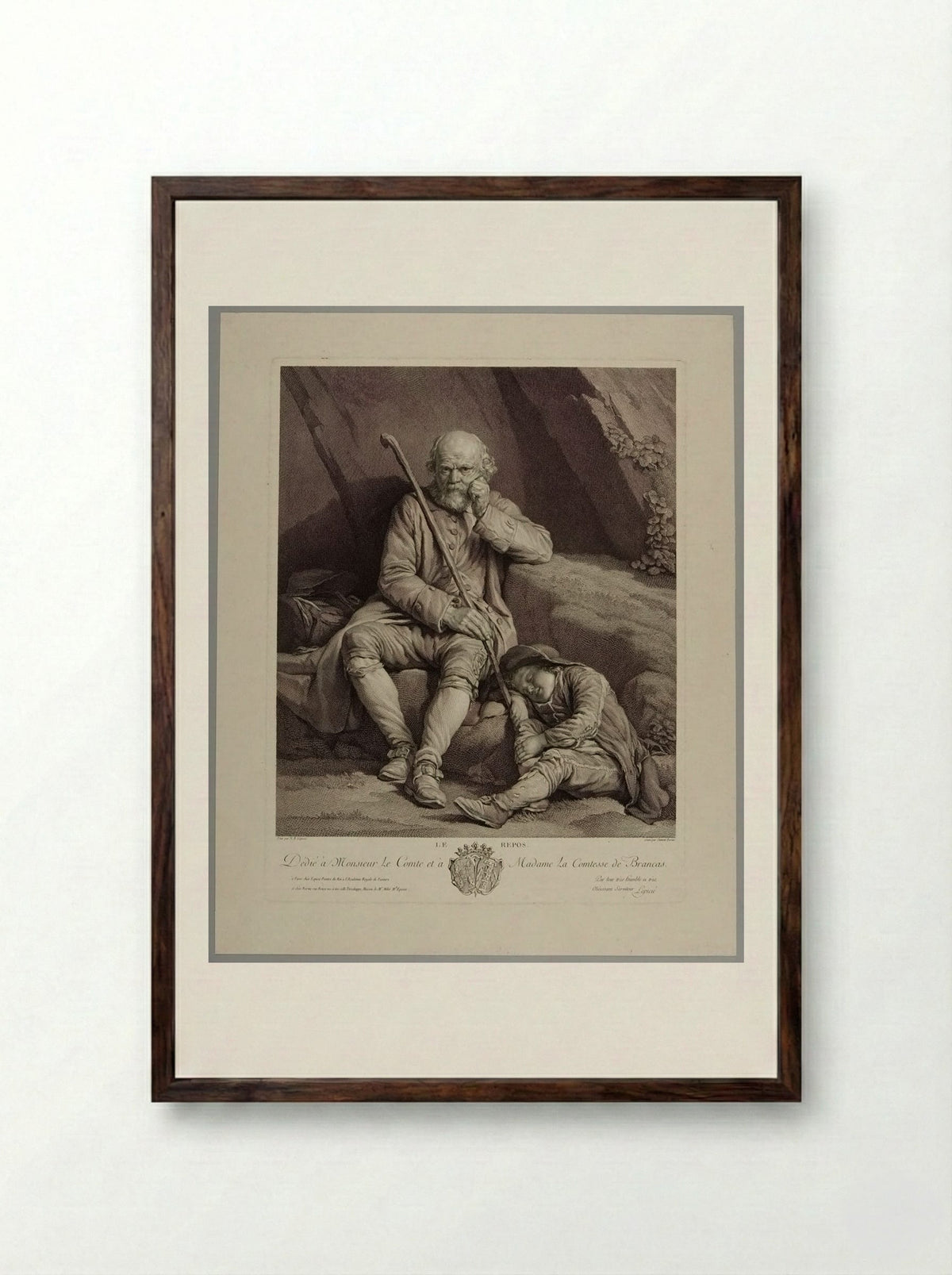 Le Repos - Charles Clément Bervic - Framed Print Dark Wood
