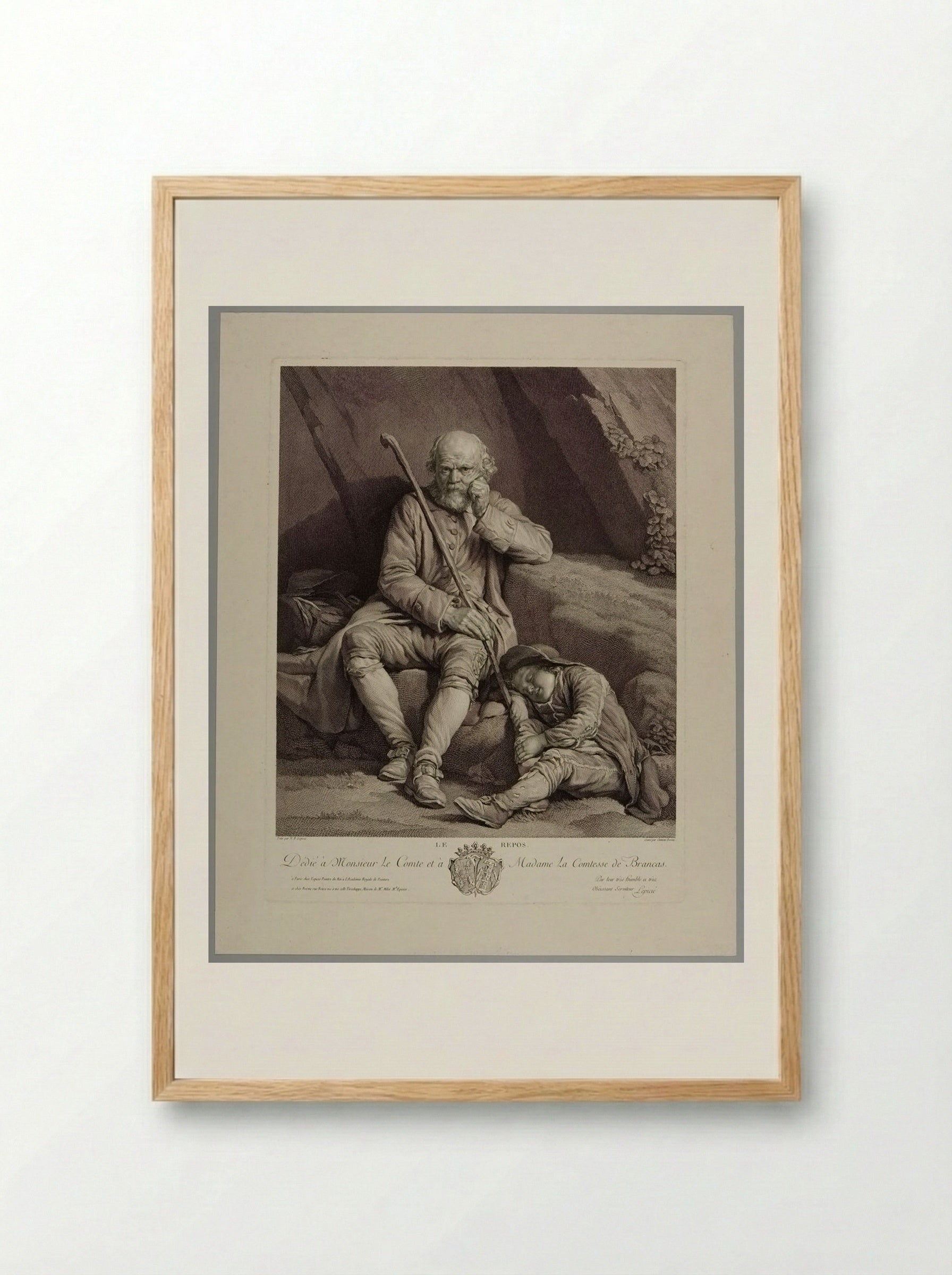 Le Repos - Charles Clément Bervic - Framed Print Wood