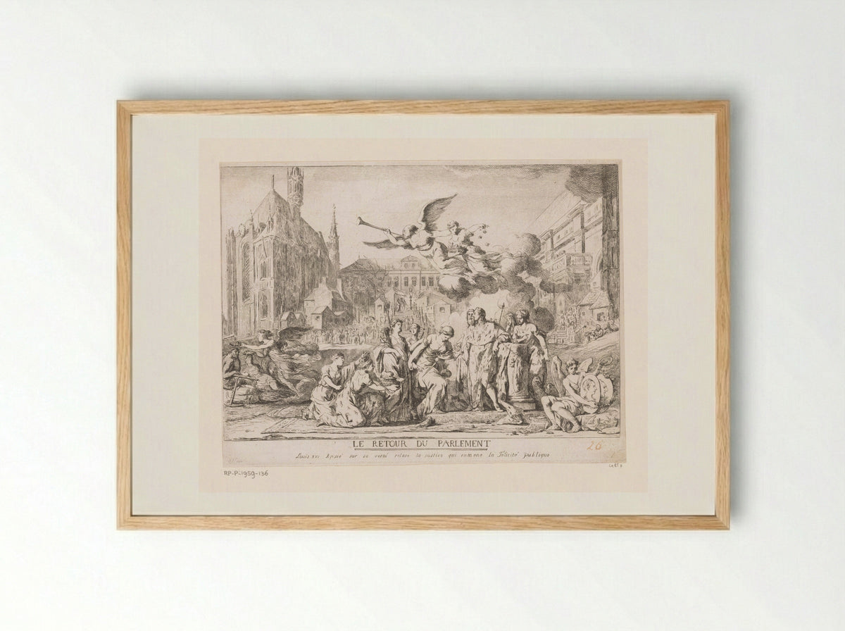 Le Retour du Parlement - Jean Bernard Restout - Framed Print Wood