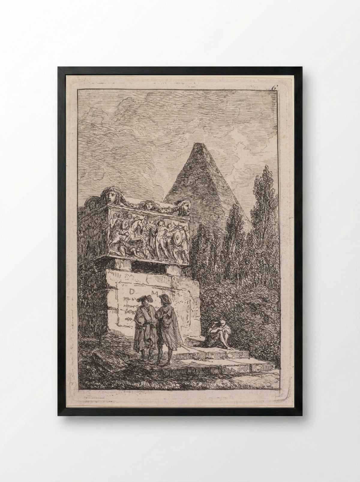 Le Sarcophage - Hubert Robert - Framed Print Black