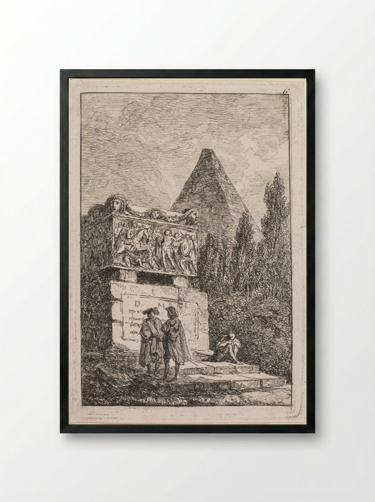Le Sarcophage - Hubert Robert - Framed Print Black
