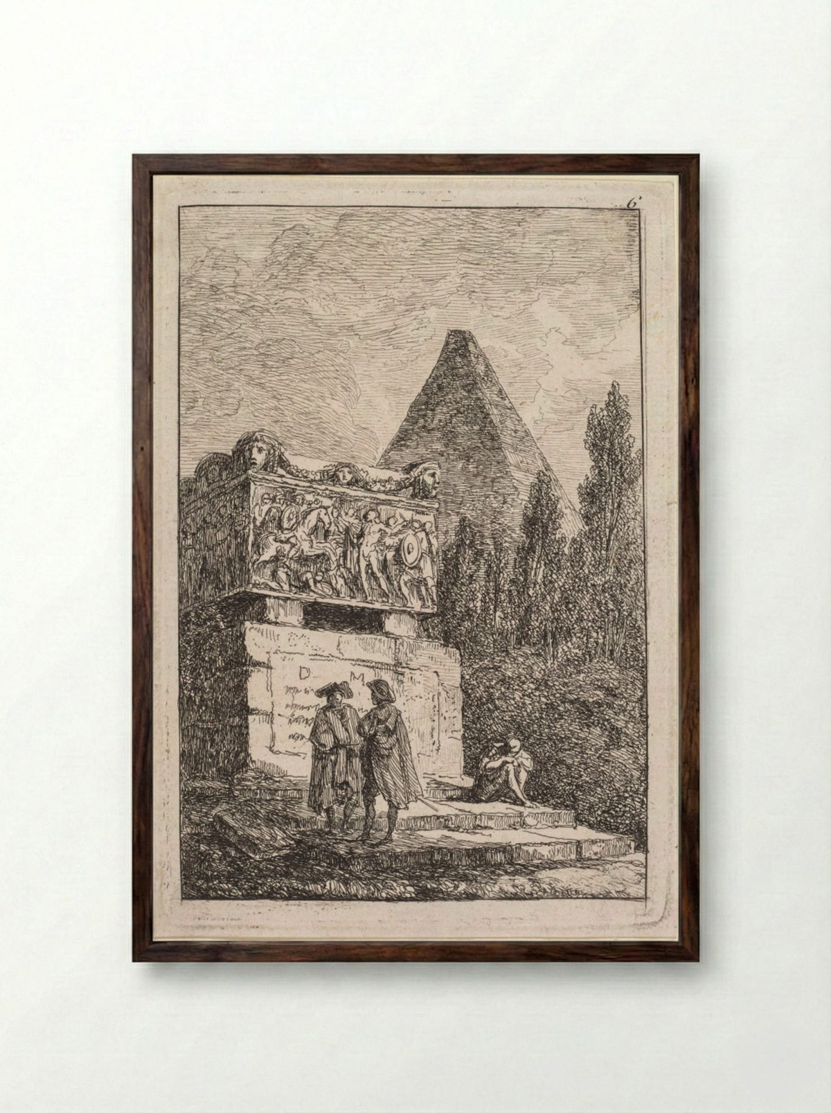 Le Sarcophage - Hubert Robert - Framed Print Dark Wood