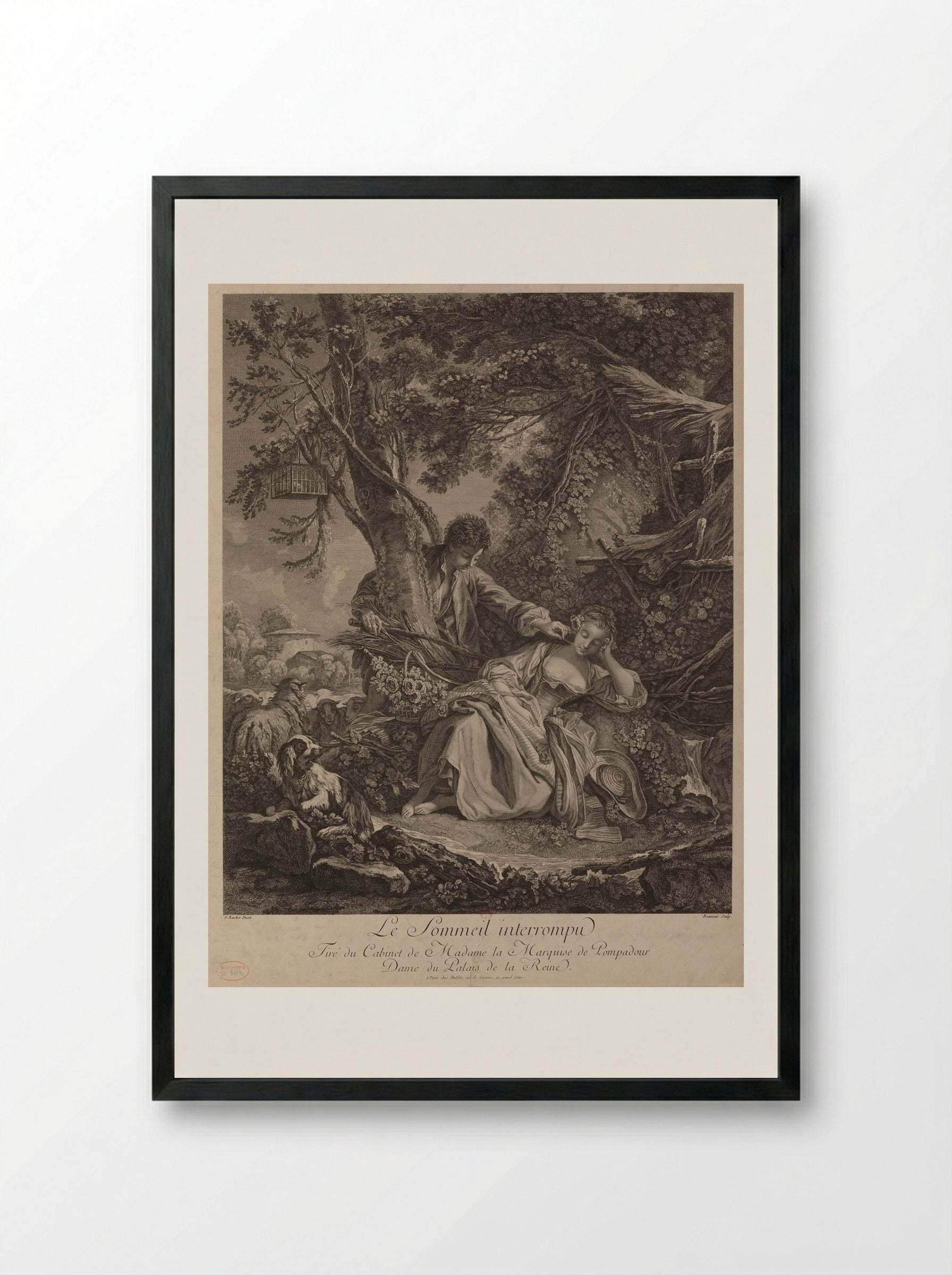 Le Sommeil interrompu - François Boucher - Framed Print Black