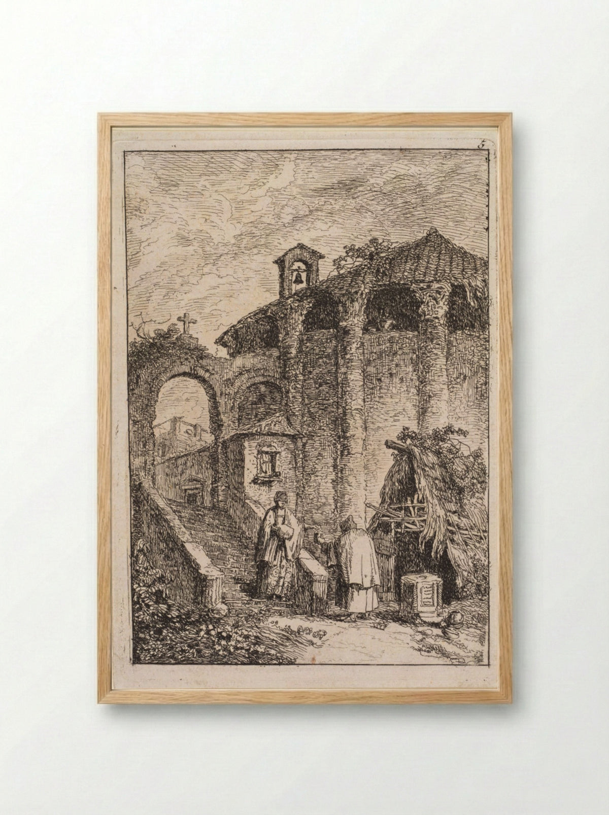 Le Temple Antique - Hubert Robert - Framed Print Wood