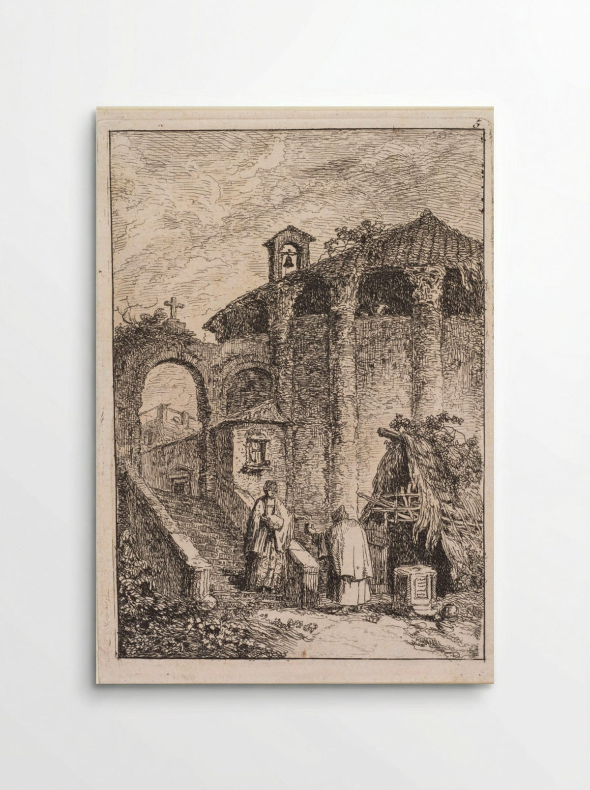 Le Temple Antique - Hubert Robert - Poster