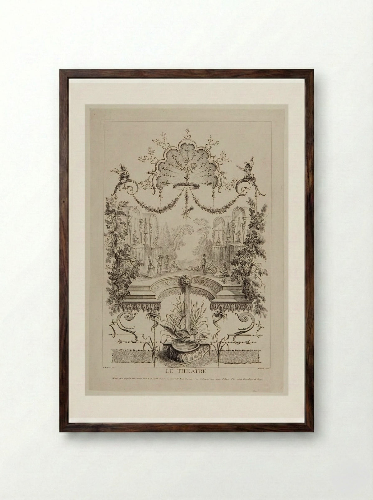 Le Théâtre - Gabriel Huquier - Framed Print Dark Wood