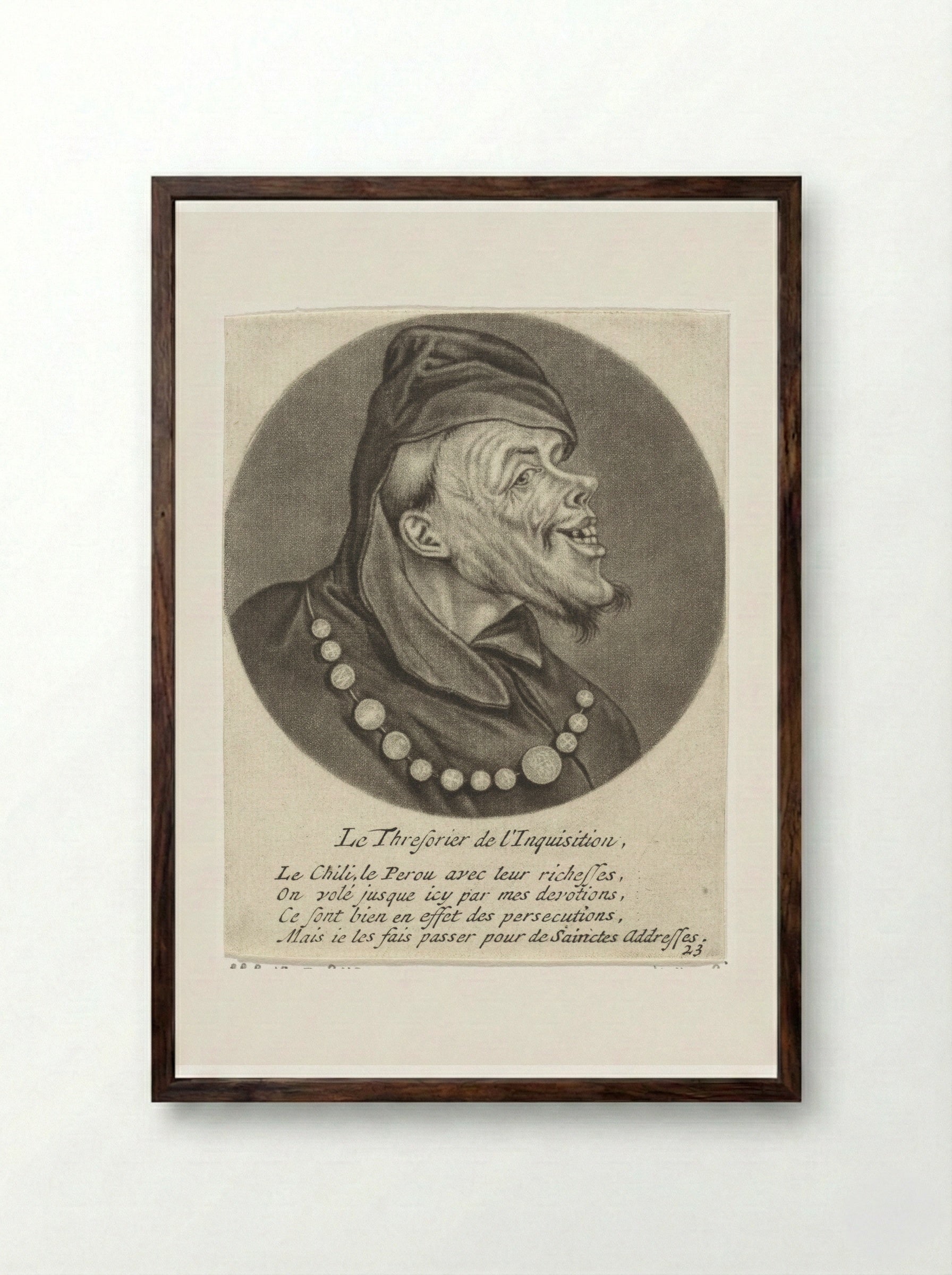 Le Thresorier de l'Inquisition - Jacob Gole - Framed Print Dark Wood