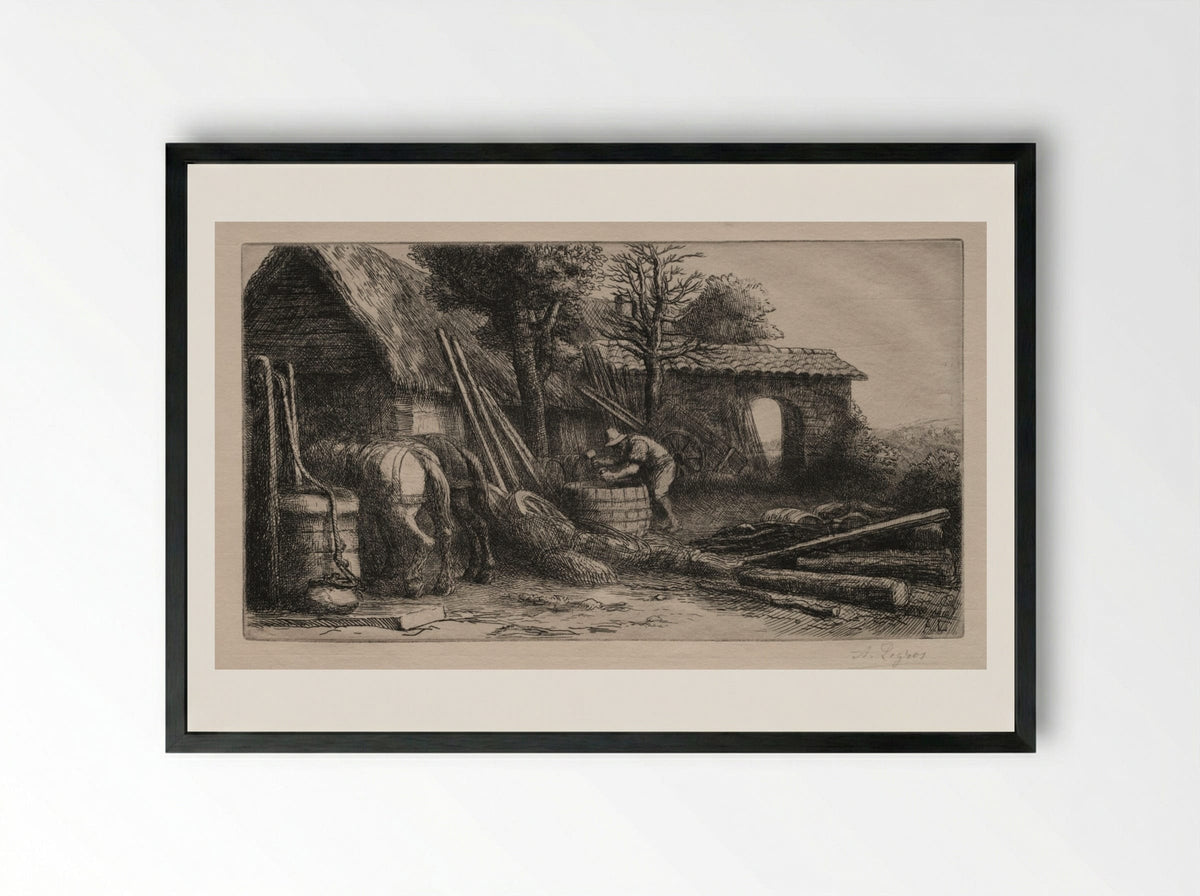 Le Tonnelier - Alphonse Legros - Framed Print Black