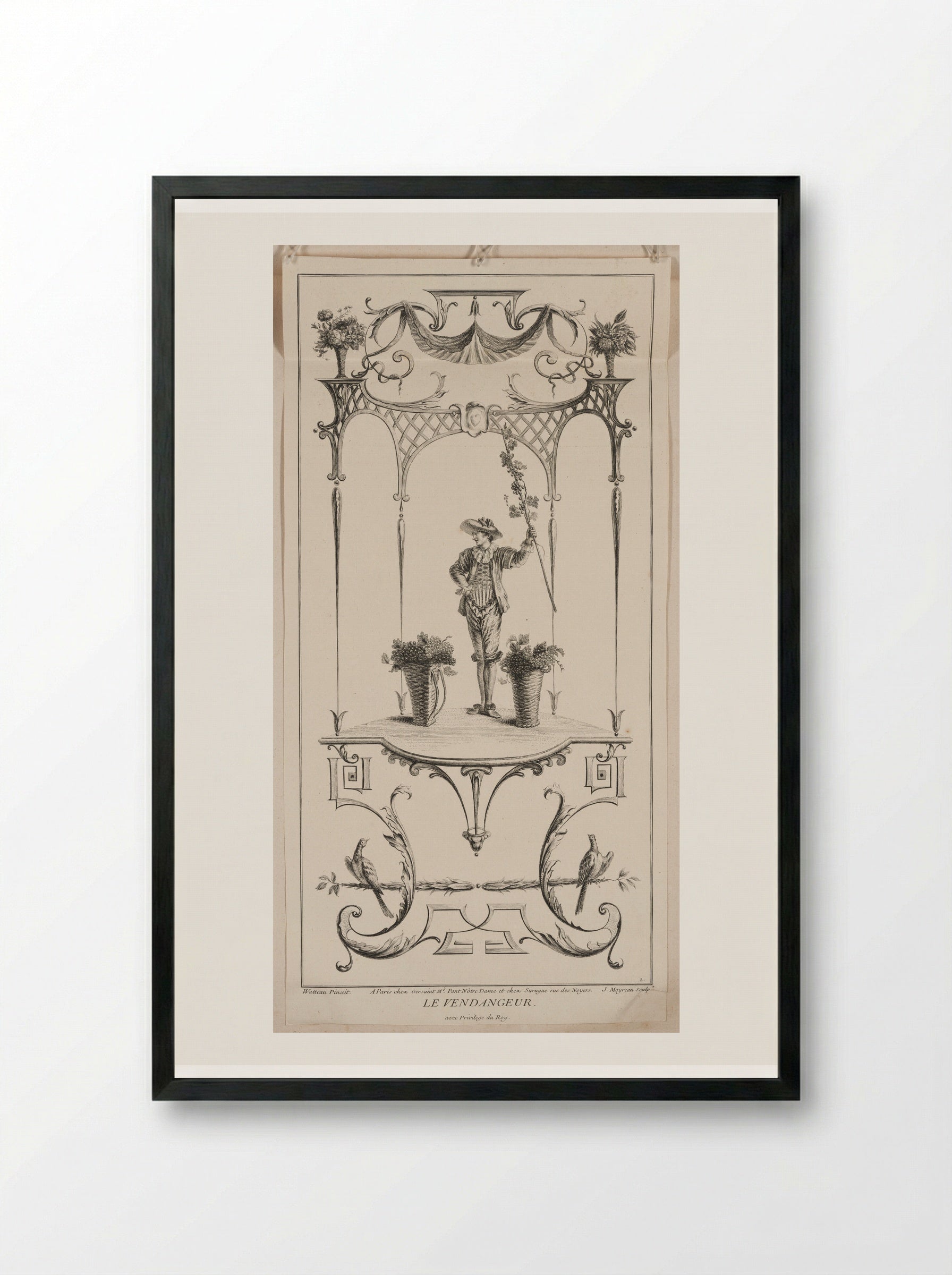 Le Vendangeur - Jean Moyreau - Framed Print Black