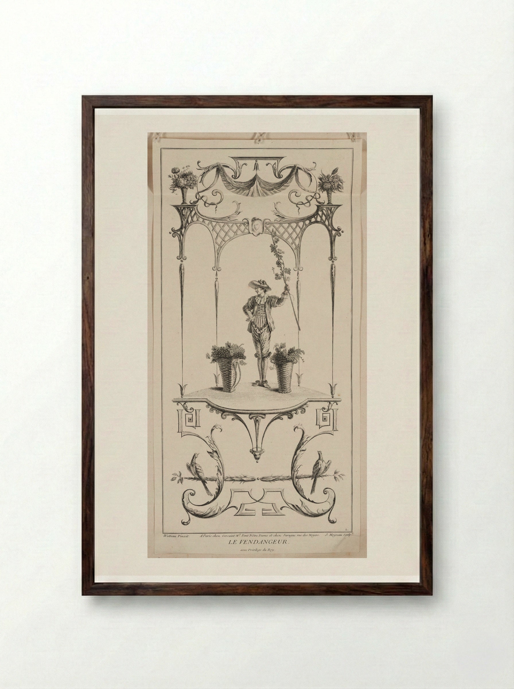 Le Vendangeur - Jean Moyreau - Framed Print Dark Wood