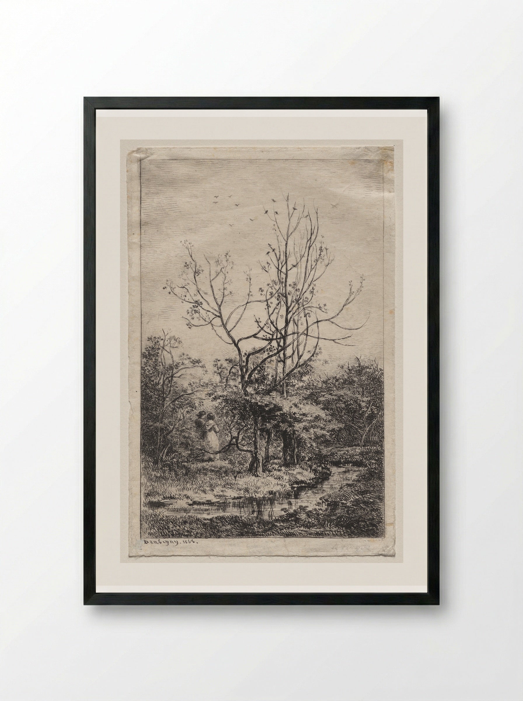 Le Verger - Charles François Daubigny - Framed Print Black
