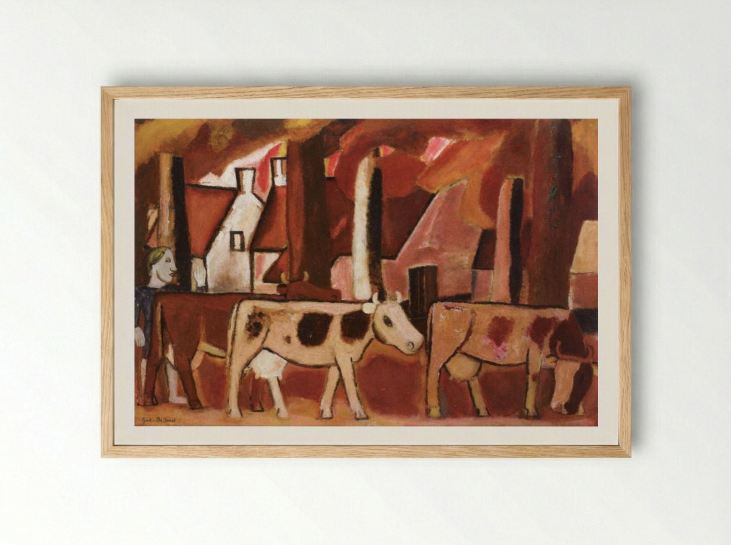 Leading Cows to the Stall - Gustave de Smet - Framed Print Wood