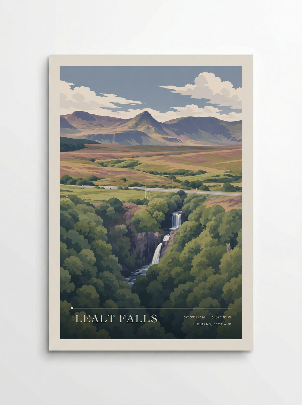 Lealt Falls, Highland, Scotland | Travel Poster - Poster