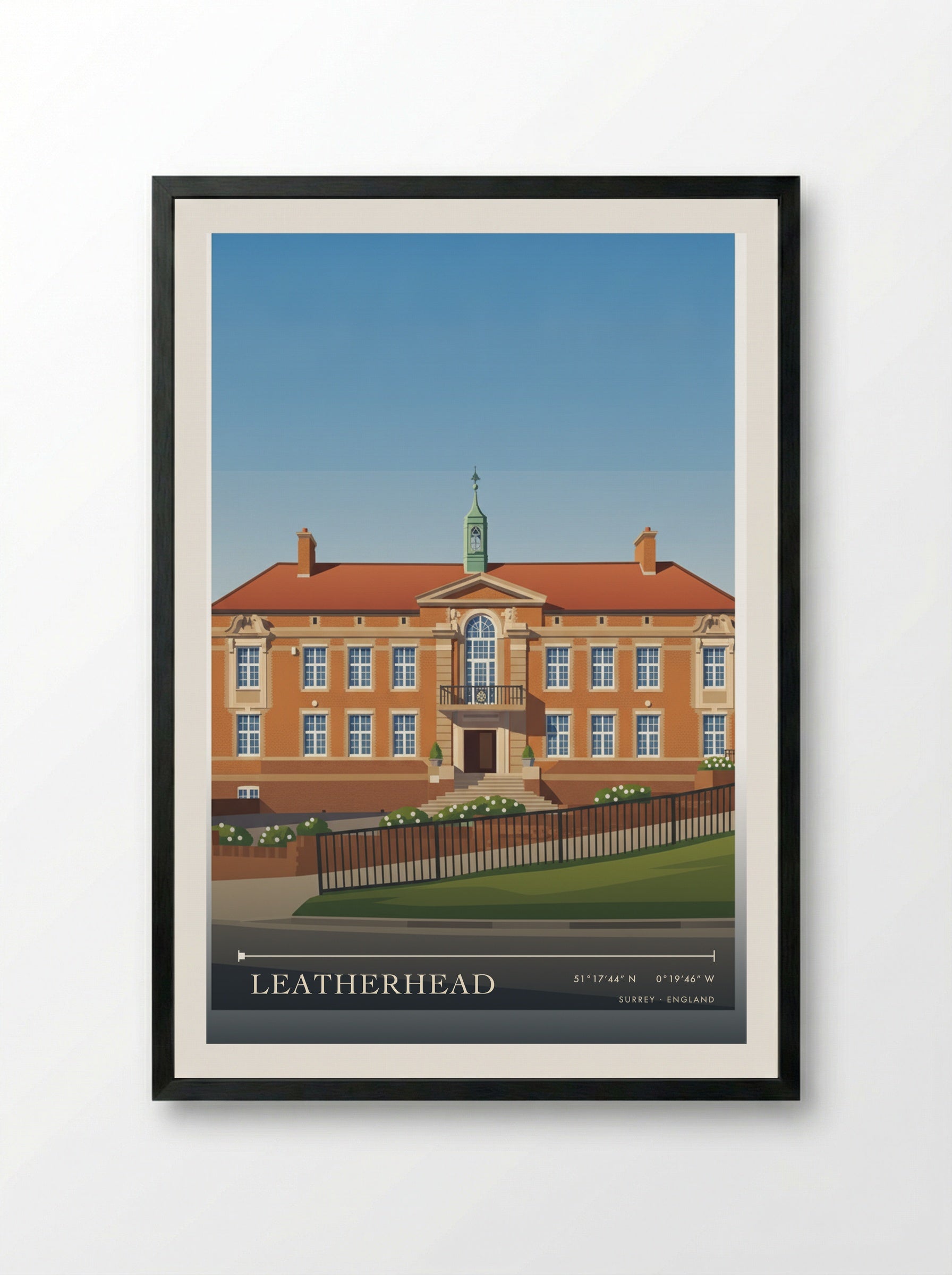 Leatherhead Surrey England Travel Poster - Framed Print Black