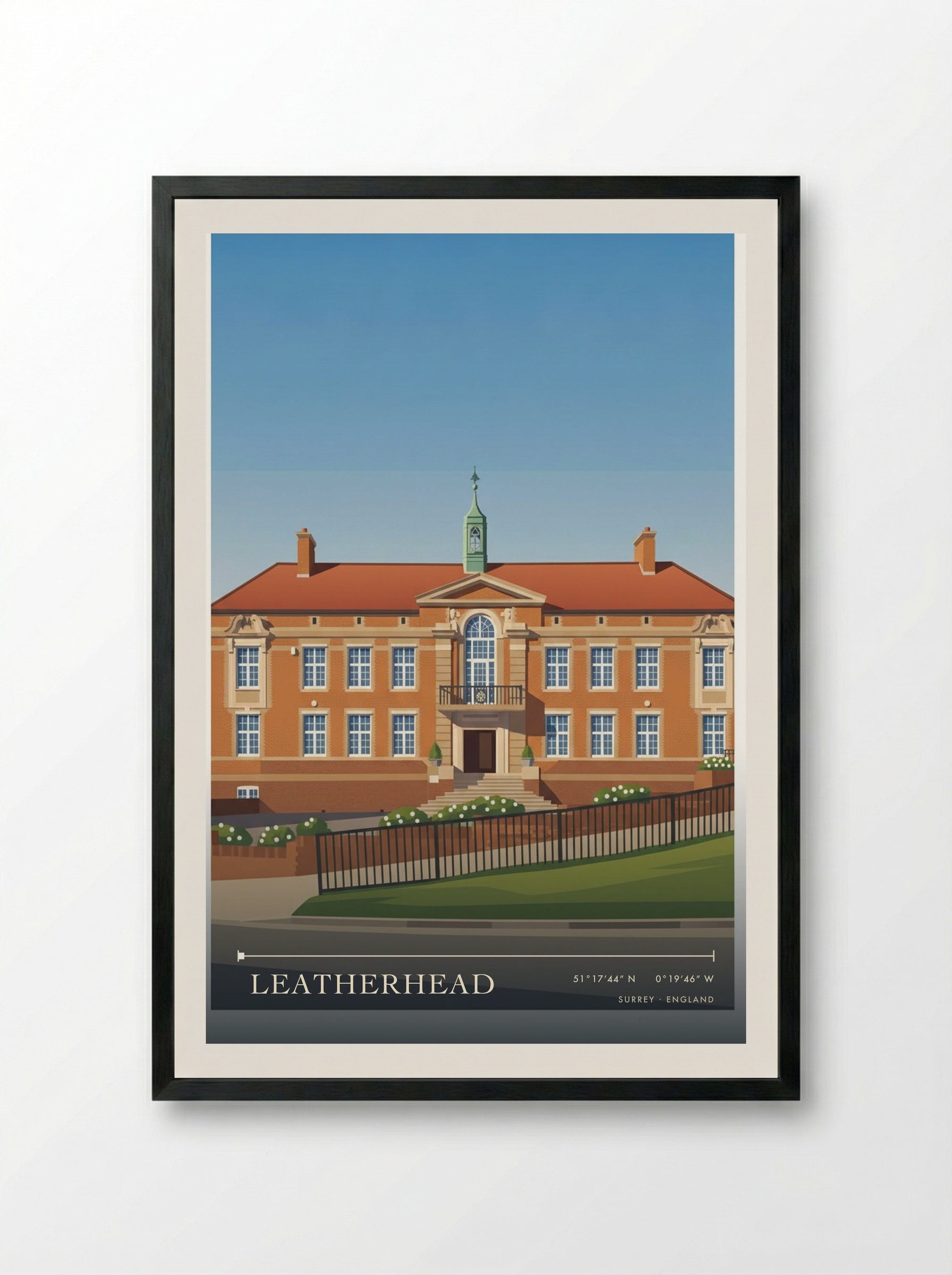 Leatherhead Surrey England Travel Poster - Framed Print Black