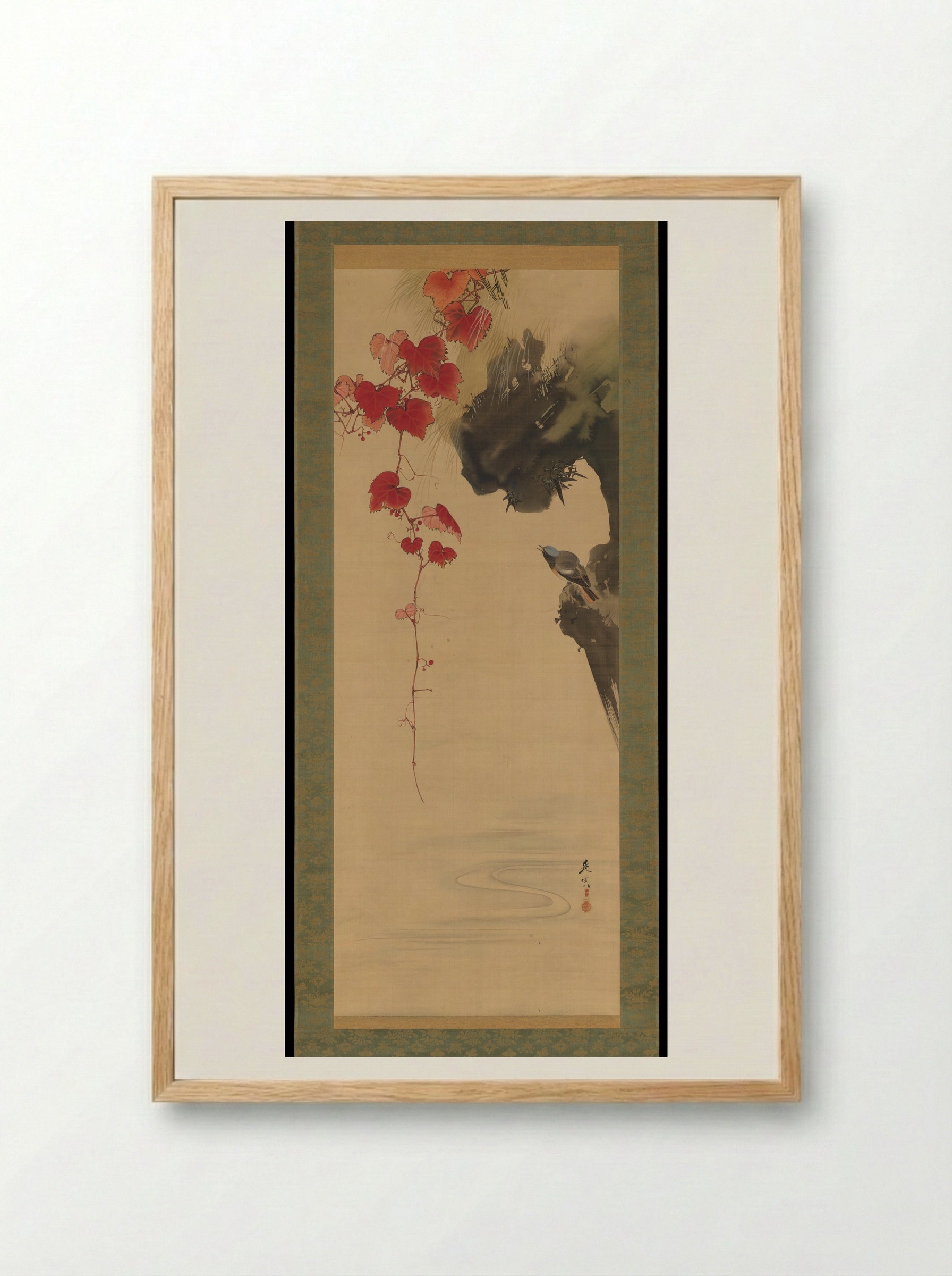 Leaves and Bird - Shibata Zeshin - Framed Print Wood