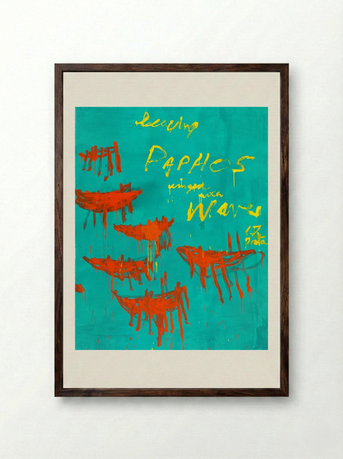 Leaving Paphos Ringed With Waves V - Cy Twombly - Framed Print Dark Wood