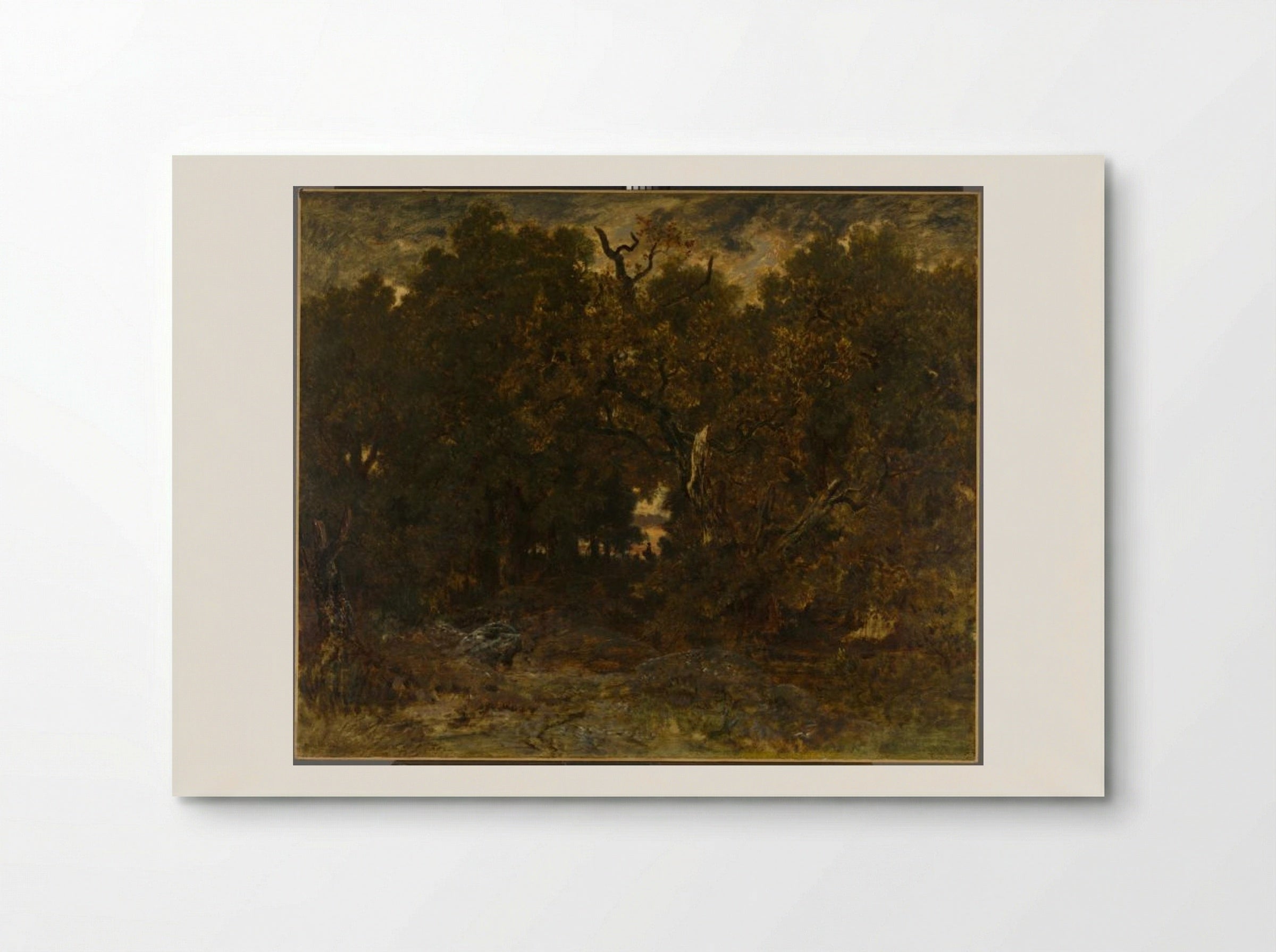 Leaving the Forest, Fontainebleau: Setting Sun - Théodore Rousseau - Poster