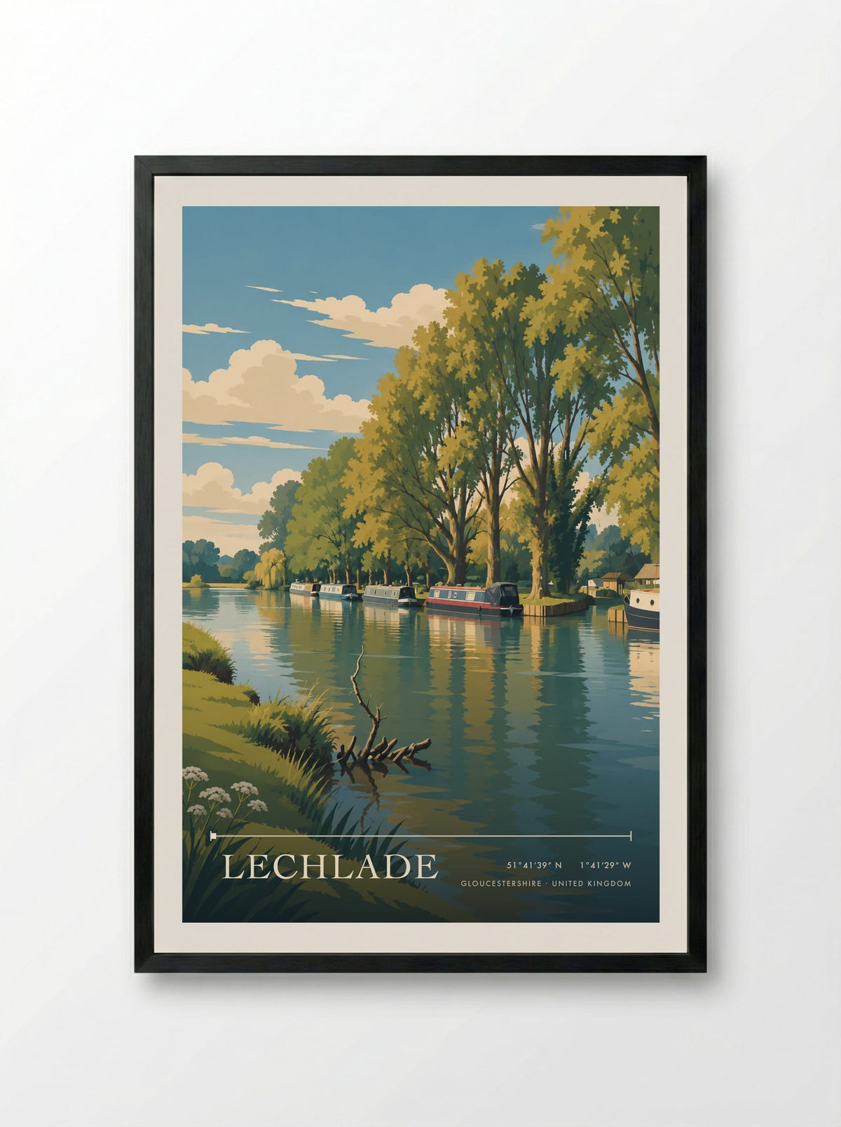 Lechlade, Gloucestershire | Travel Poster - Framed Print Black