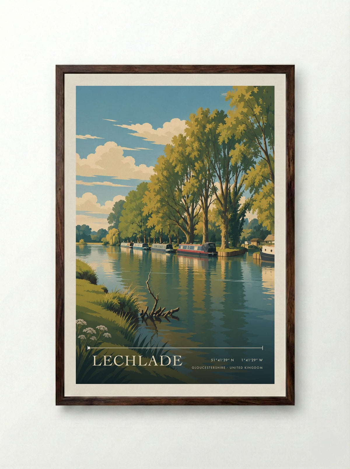Lechlade, Gloucestershire | Travel Poster - Framed Print Dark Wood