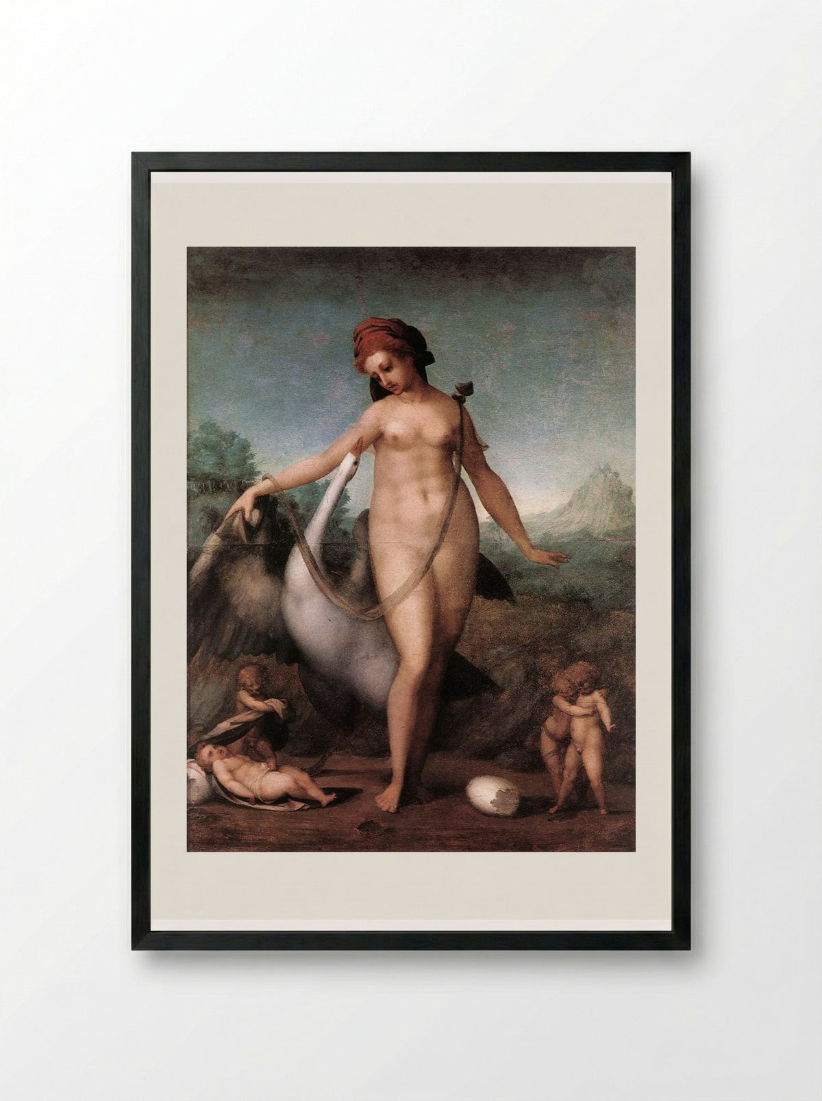 Leda and the Swan - Jacopo Pontormo - Framed Print Black