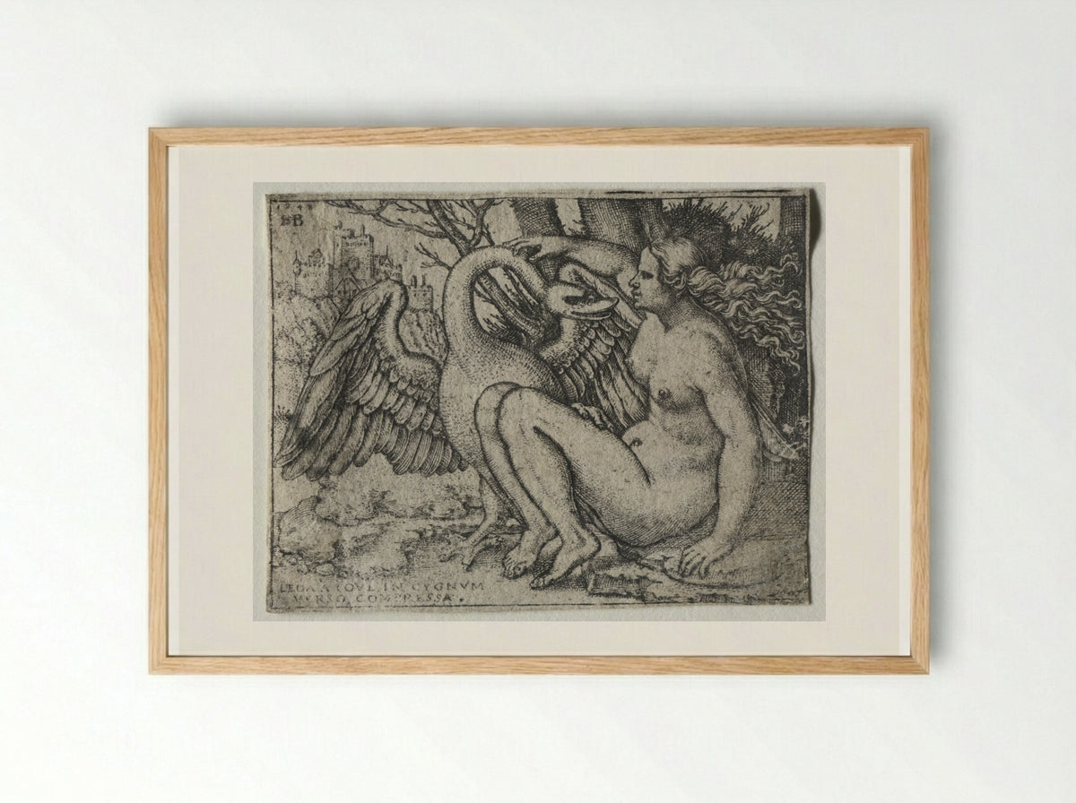 Leda and the Swan - Hans Sebald Beham - Framed Print Wood