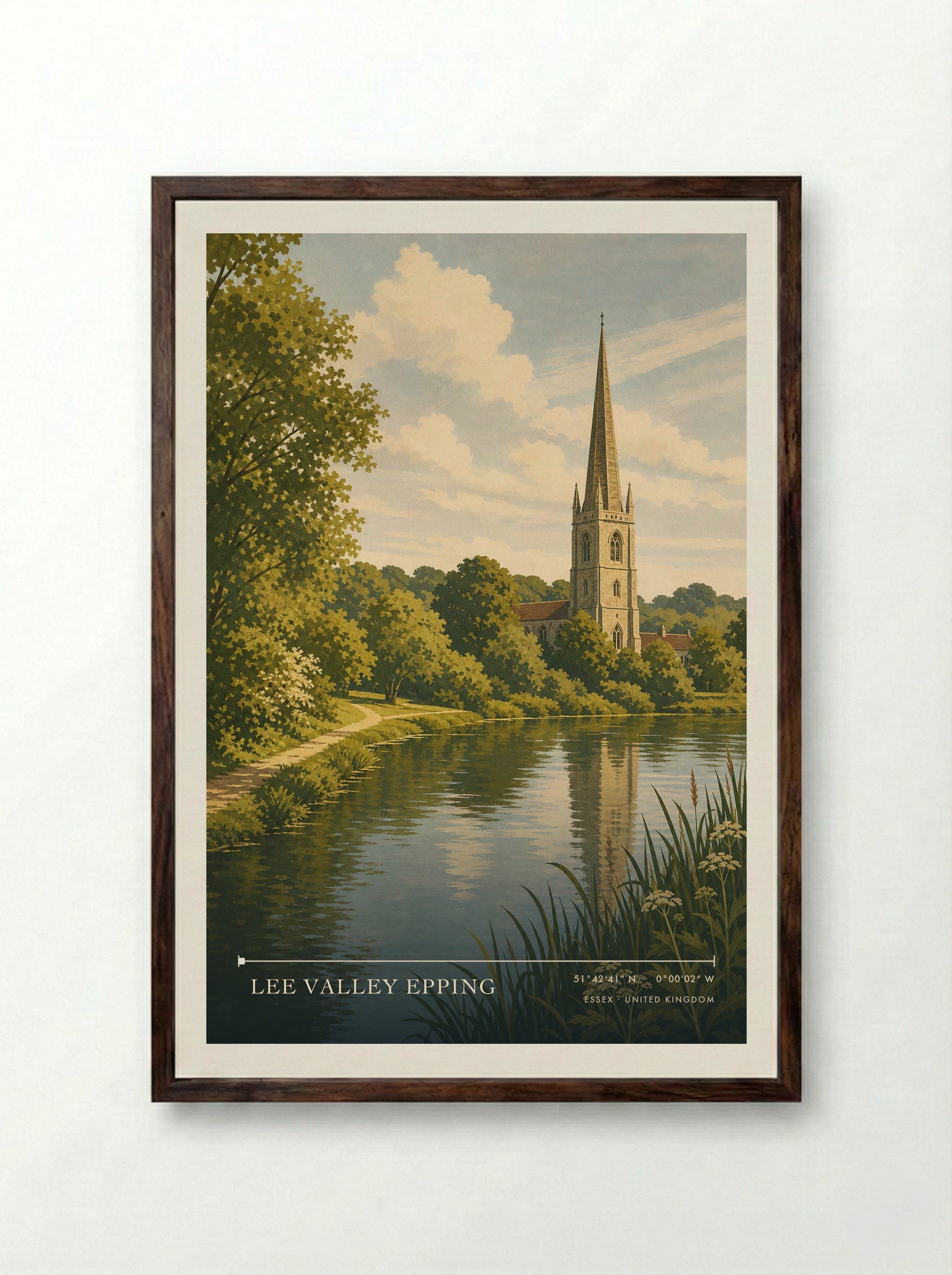 Lee Valley Epping Essex United Kingdom Travel Poster - Framed Print Dark Wood