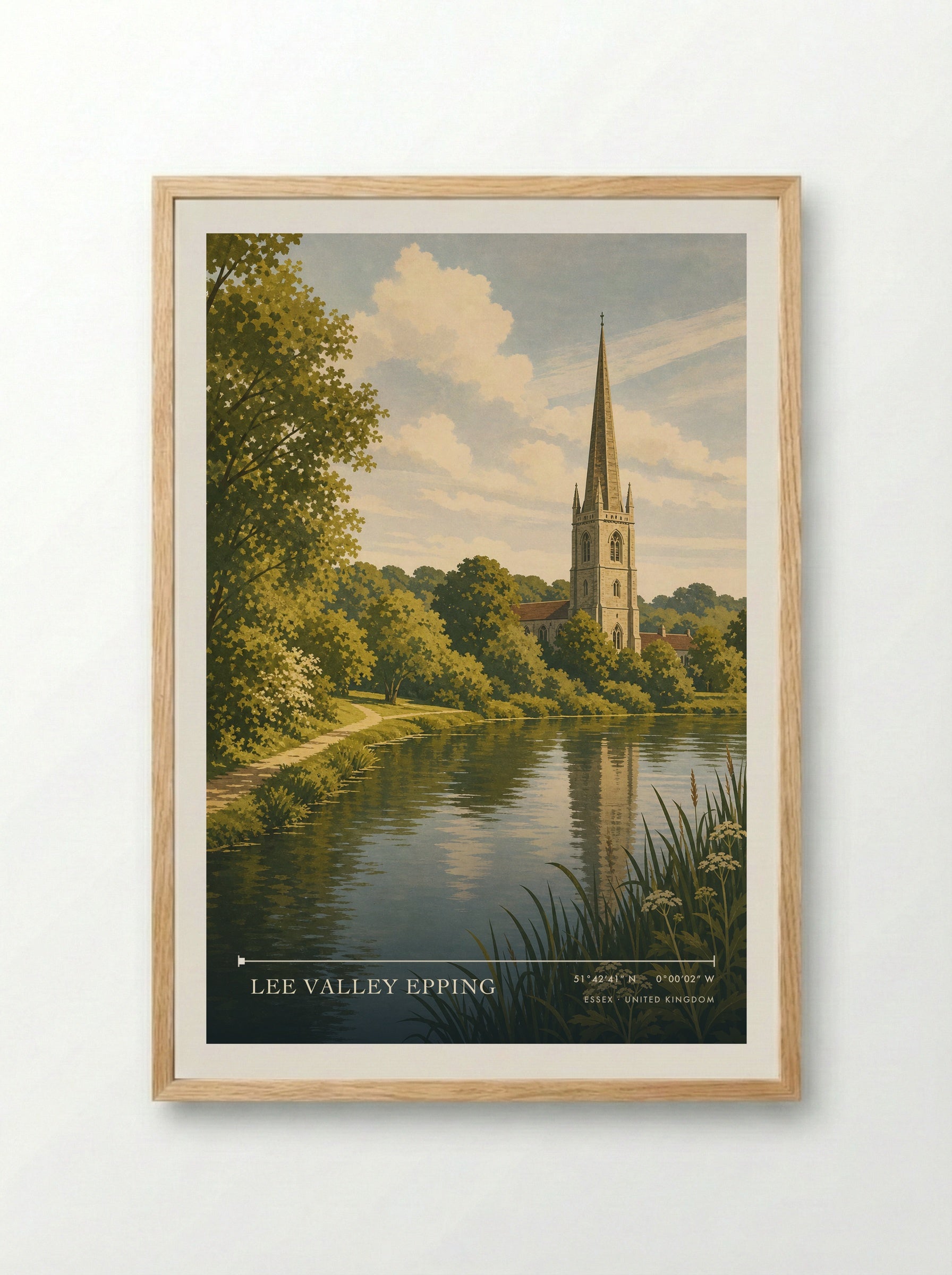 Lee Valley Epping Essex United Kingdom Travel Poster - Framed Print Wood