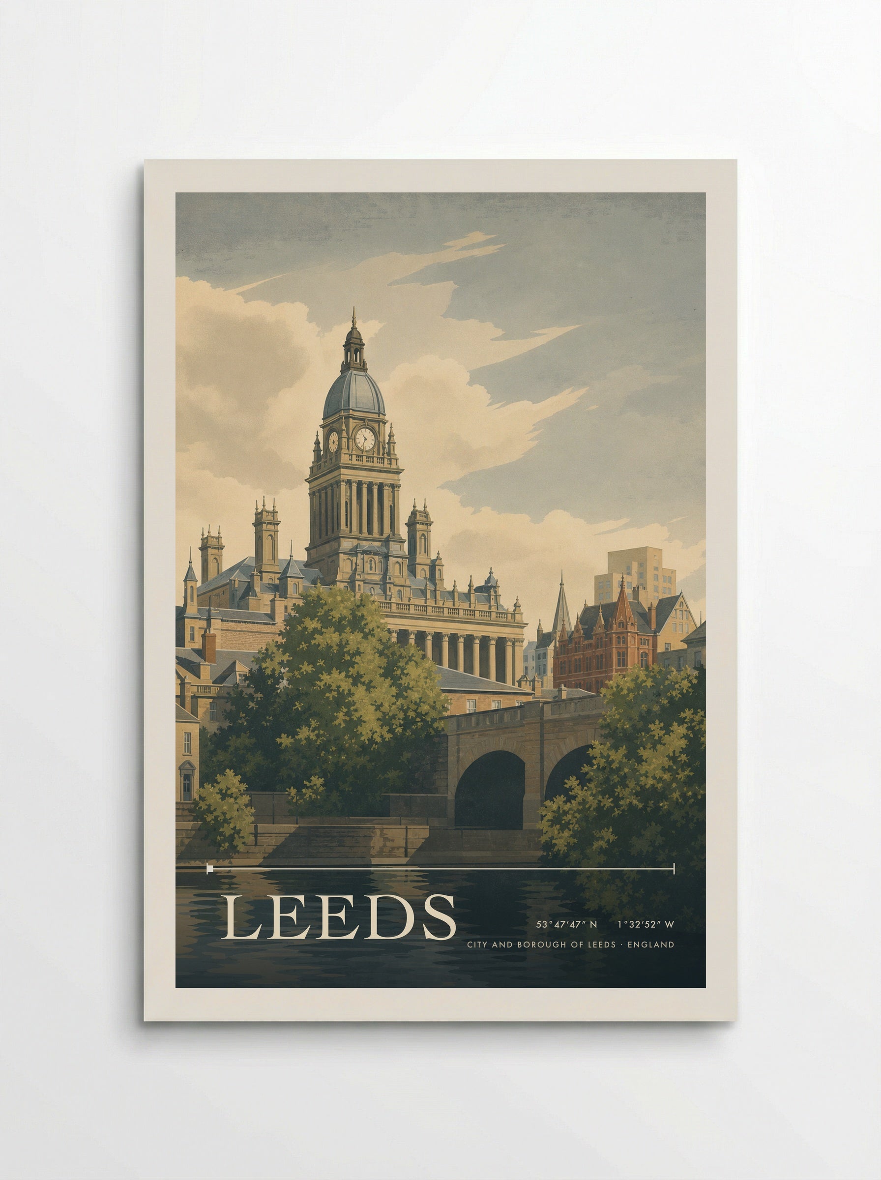 Leeds City and Borough of Leeds England Travel Poster - Poster