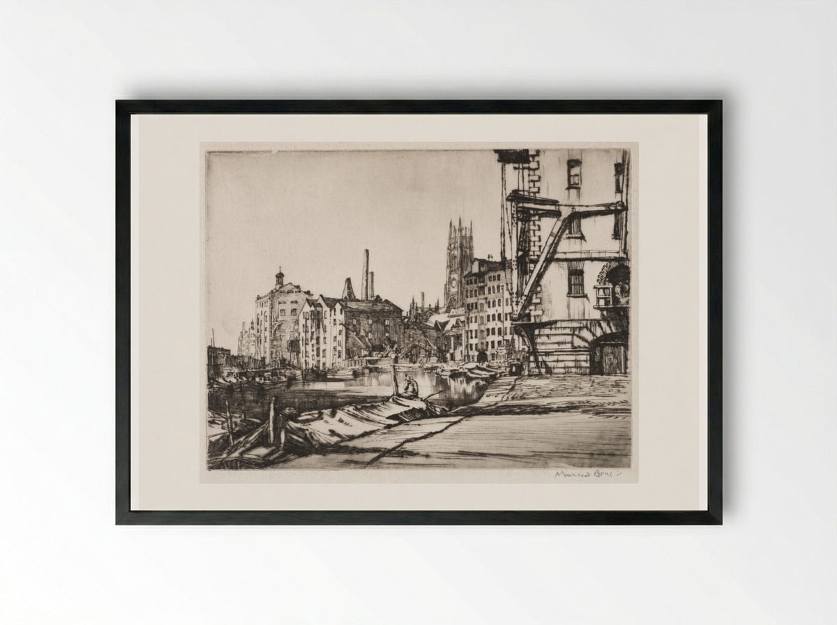 Leeds Warehouses - Muirhead Bone - Framed Print Black