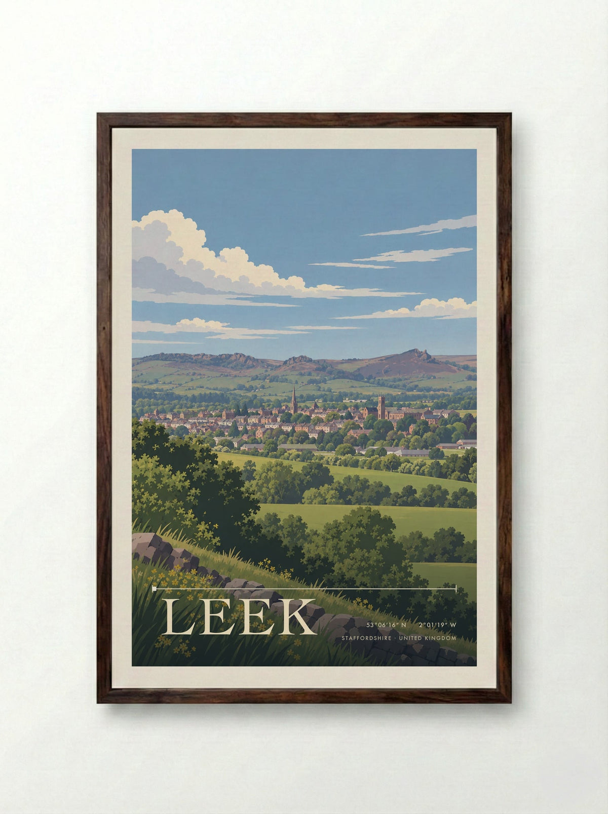 Leek, Staffordshire | Travel Poster - Framed Print Dark Wood