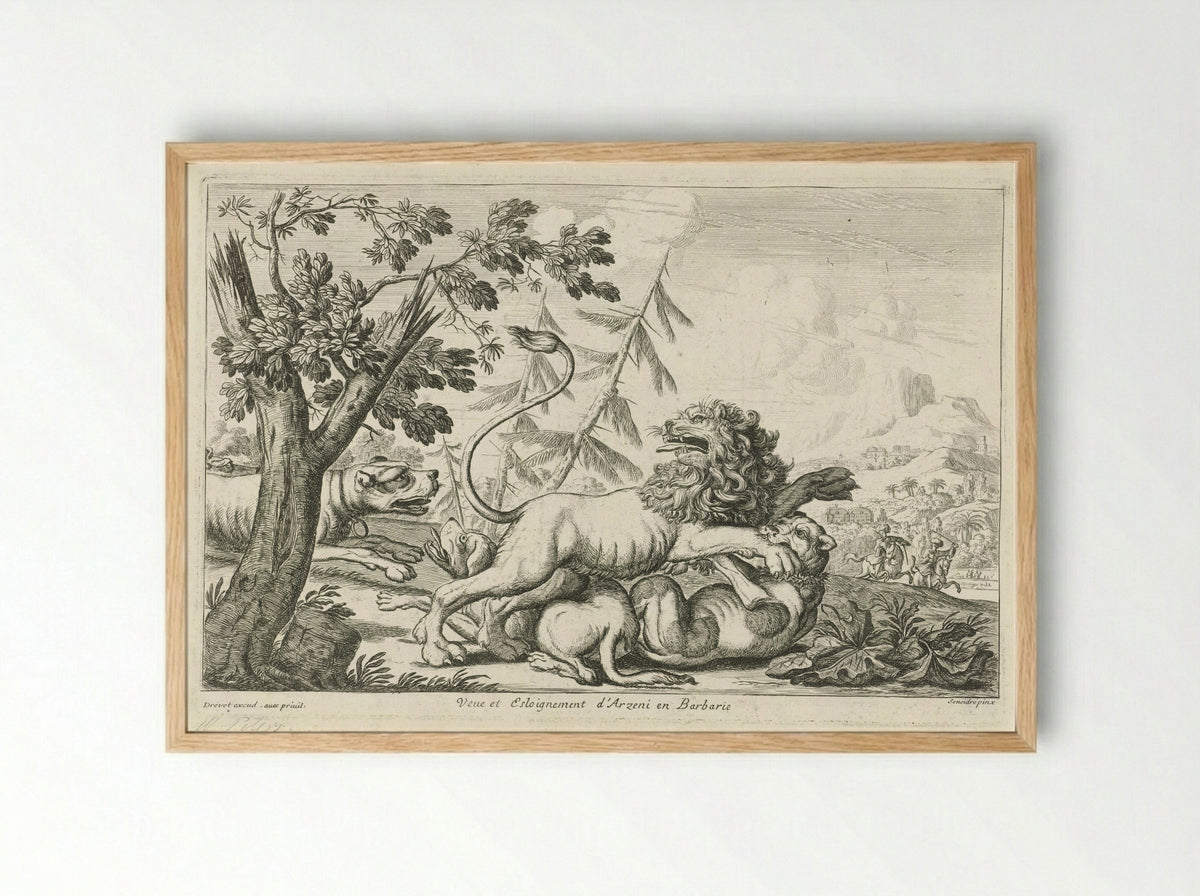 Leeuwenjacht (Lion Hunt) - Gillis Peeters (I) - Framed Print Wood