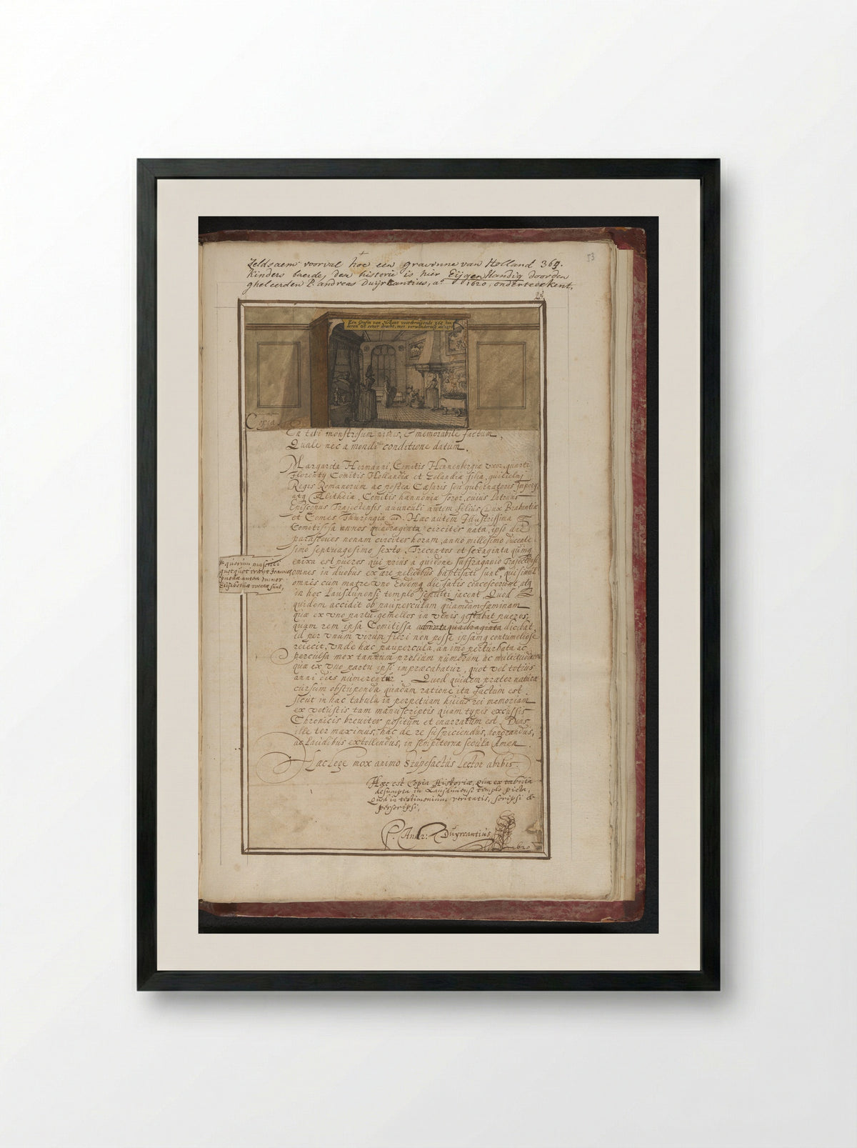 Legende van de gravin die 360 kinderen baarde in 1276 - Claes Jansz. Visscher (II) - Framed Print Black