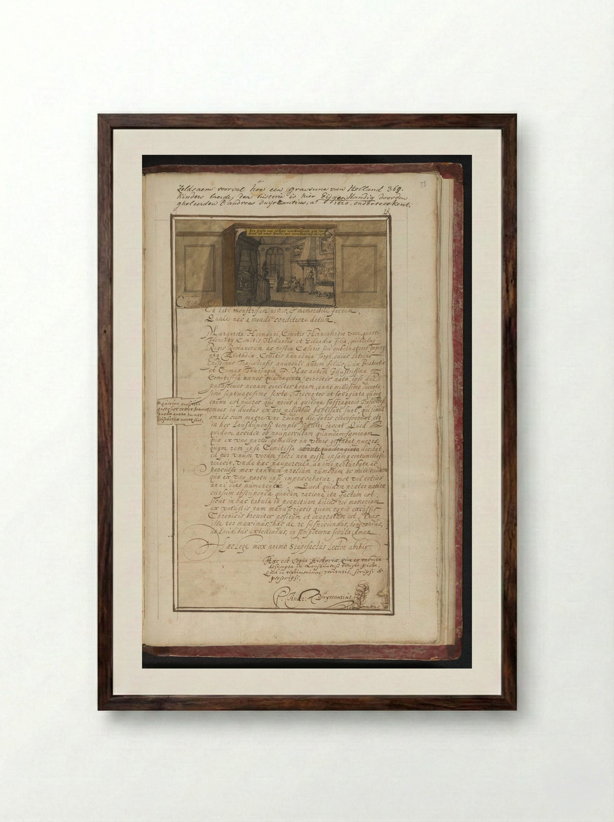 Legende van de gravin die 360 kinderen baarde in 1276 - Claes Jansz. Visscher (II) - Framed Print Dark Wood